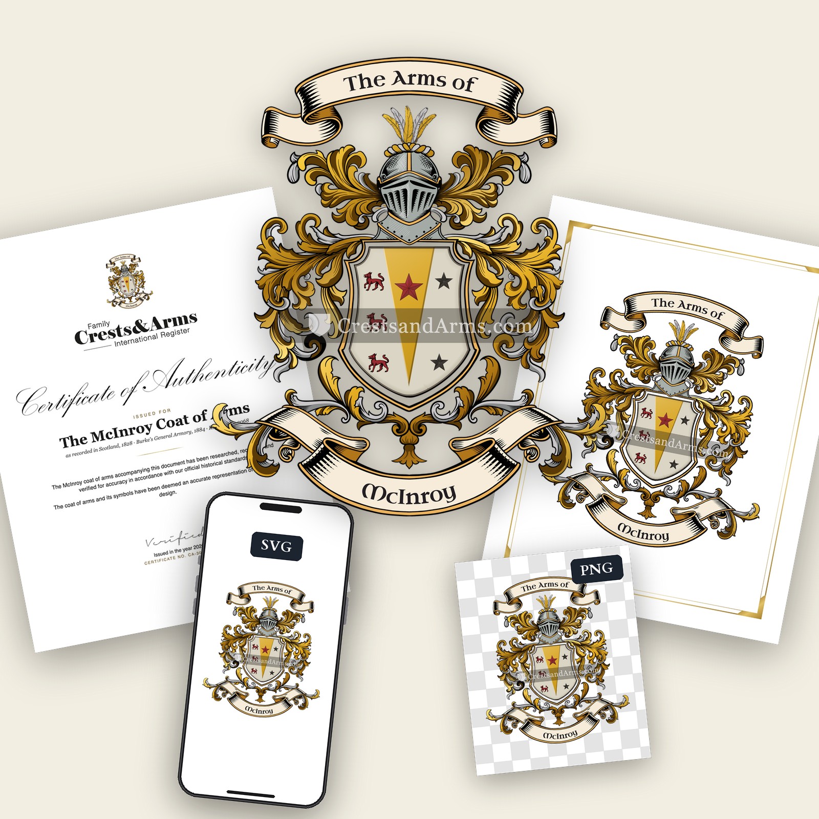 The McInroy arms on the coat of arms — digital pack