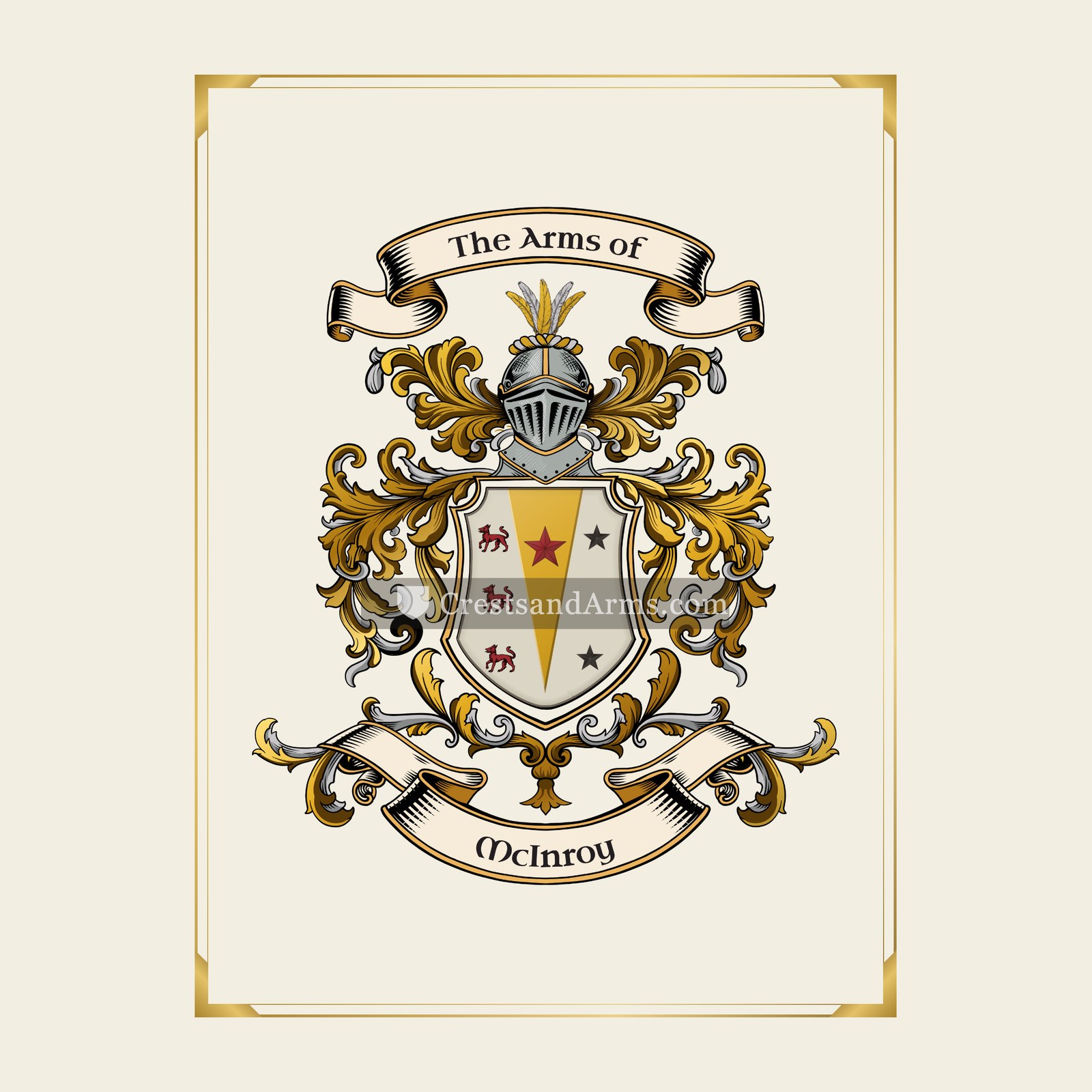 With gold border