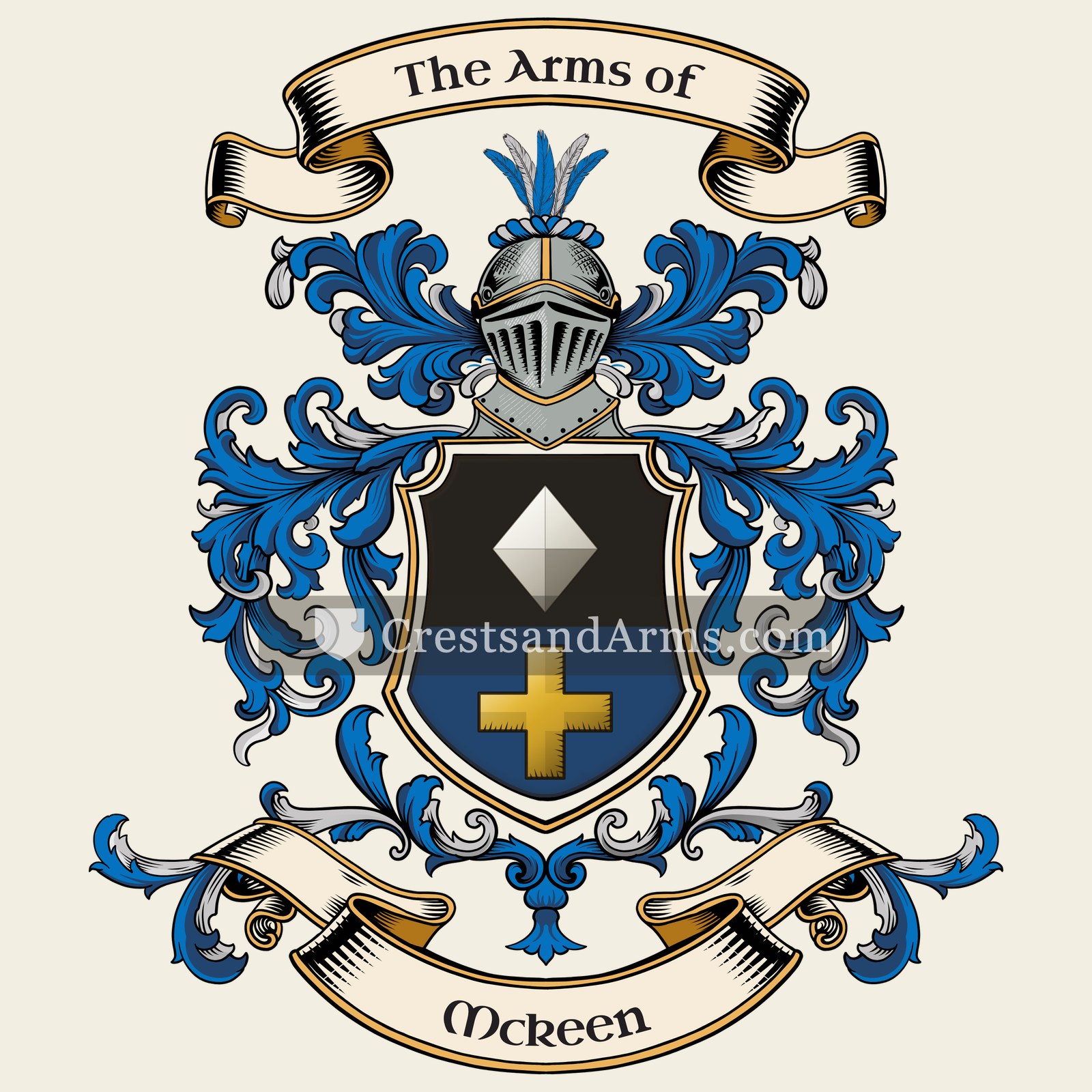 The Mckeen coat of arms, drawn from the recorded blazon