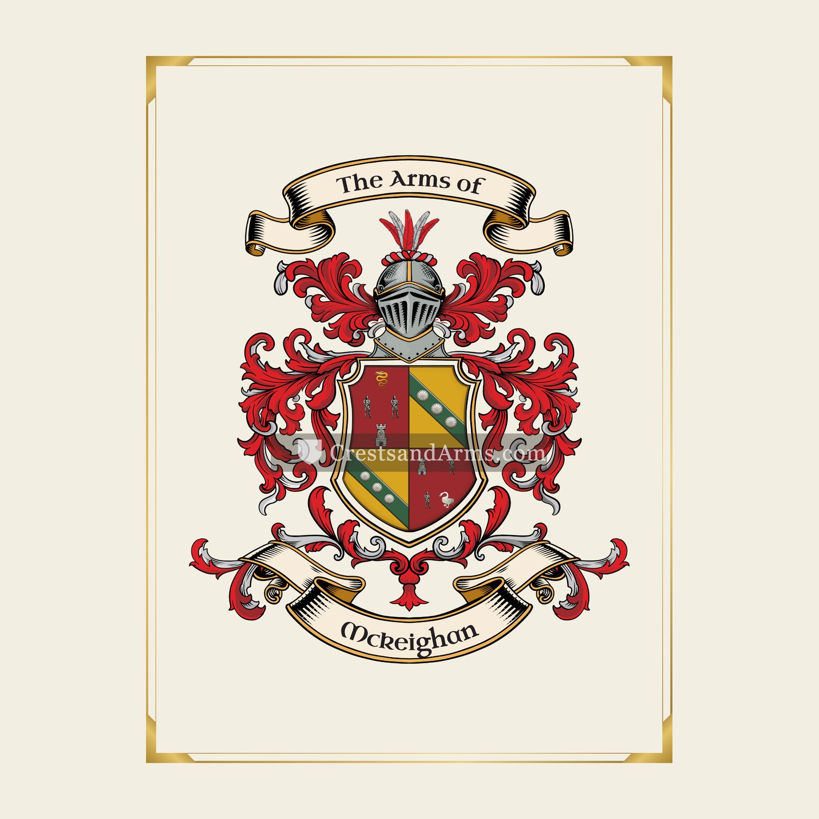 With gold border