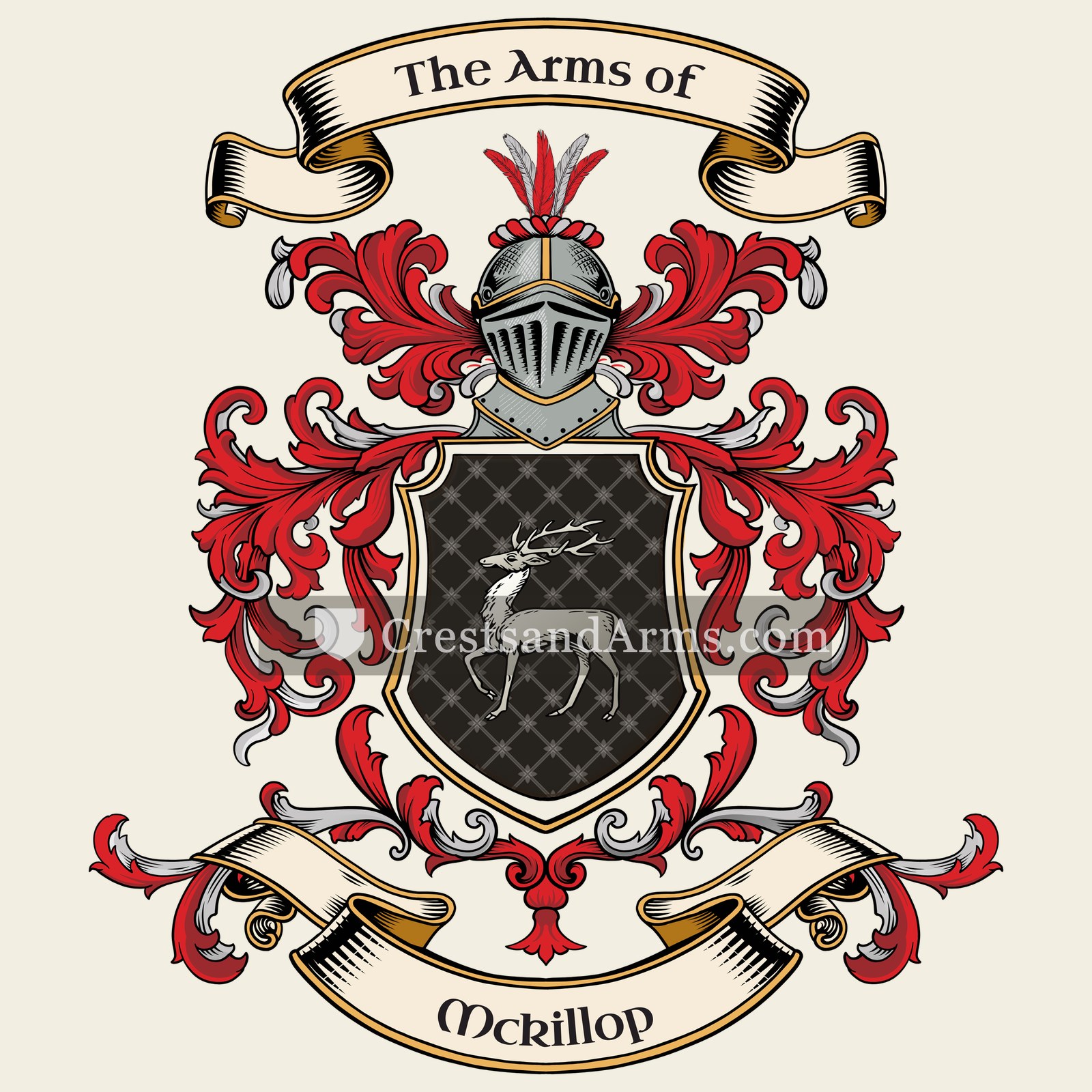 The Mckillop coat of arms, drawn from the recorded blazon