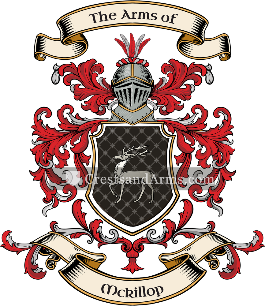 The Mckillop coat of arms, drawn from the recorded blazon