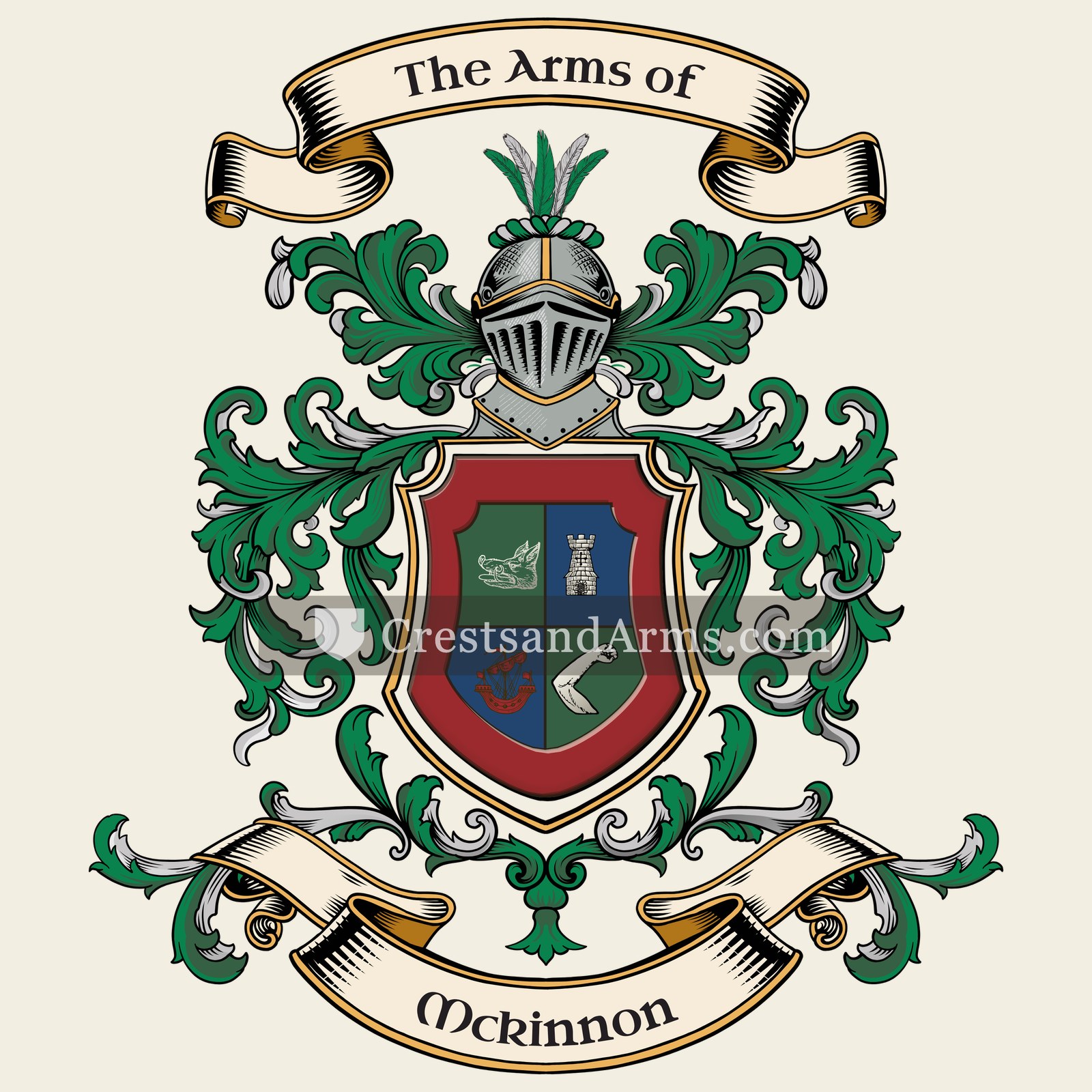 The Mckinnon coat of arms, drawn from the recorded blazon