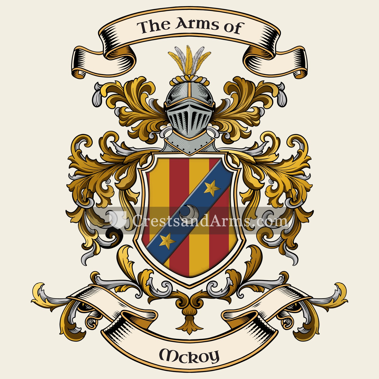 The Mckoy coat of arms, drawn from the recorded blazon