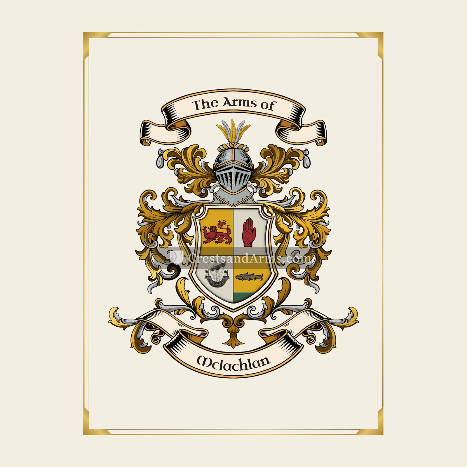 With gold border