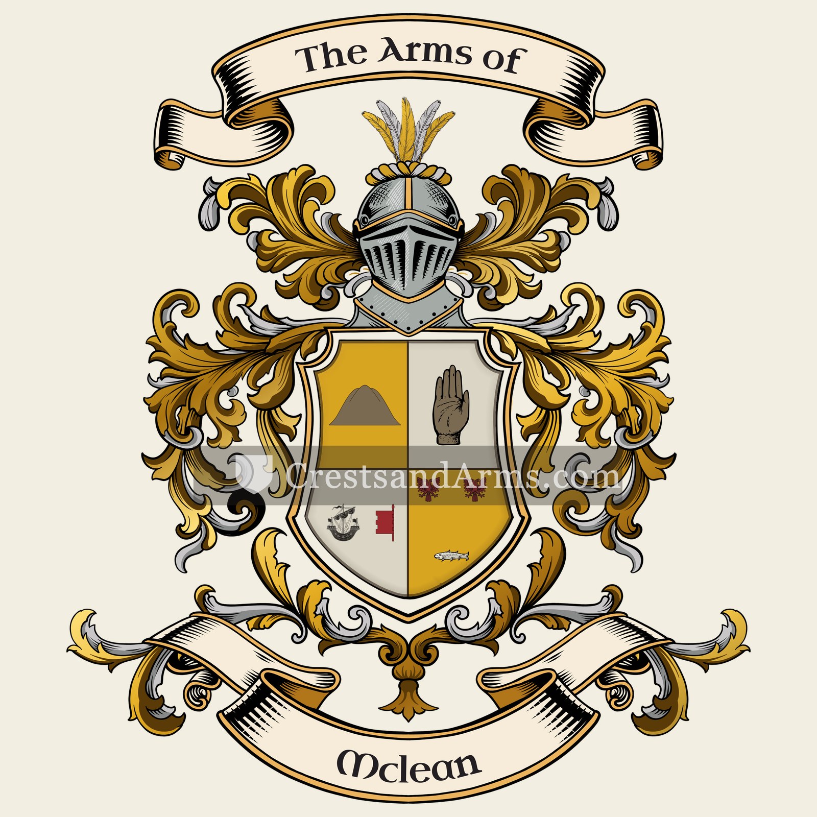 The Mclean coat of arms, drawn from the recorded blazon