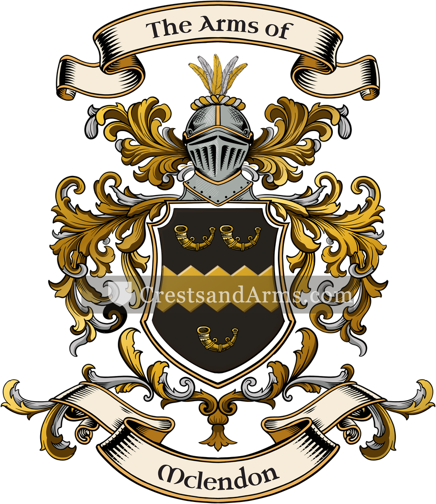The Mclendon coat of arms, drawn from the recorded blazon