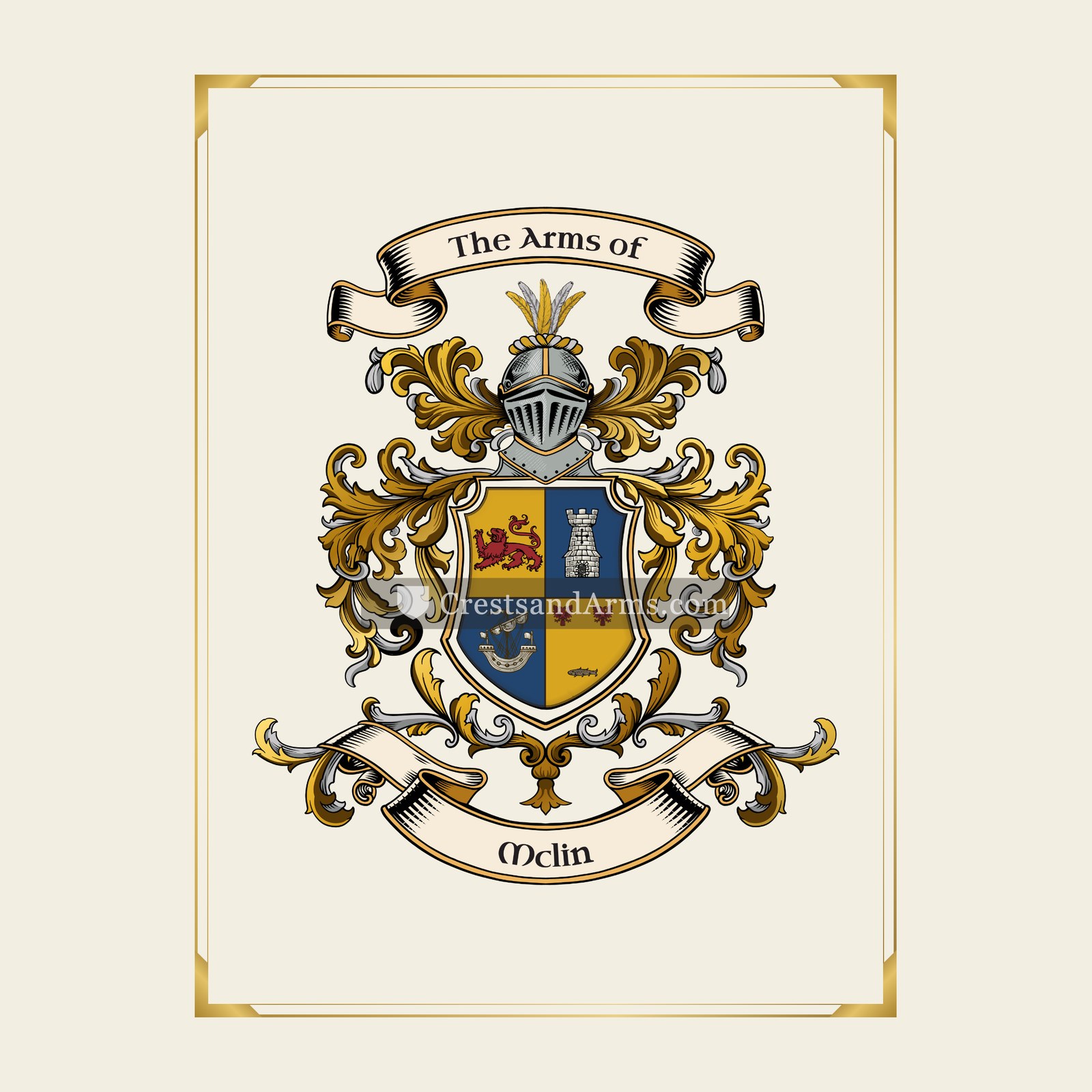 With gold border