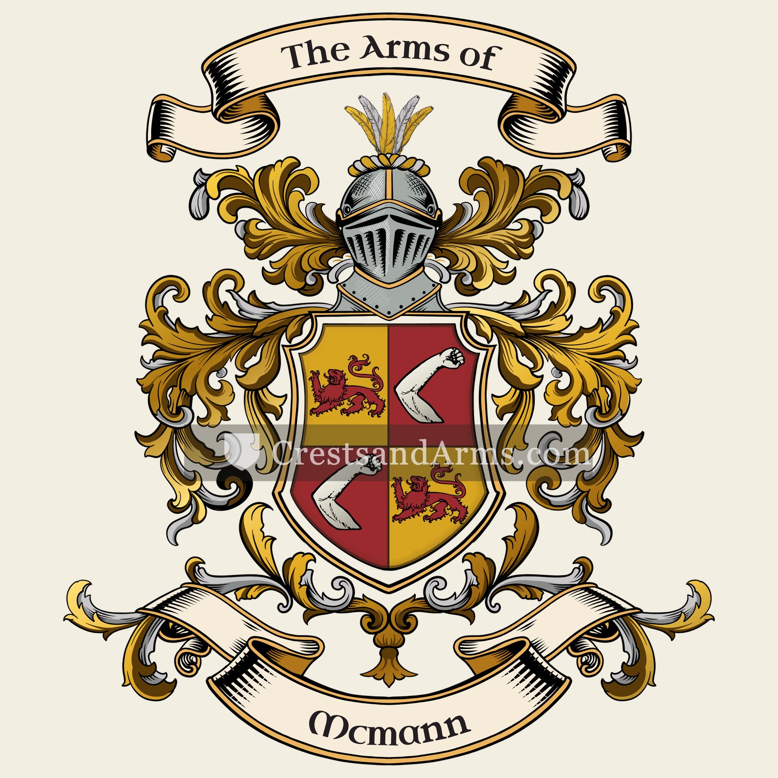 The Mcmann coat of arms, drawn from the recorded blazon