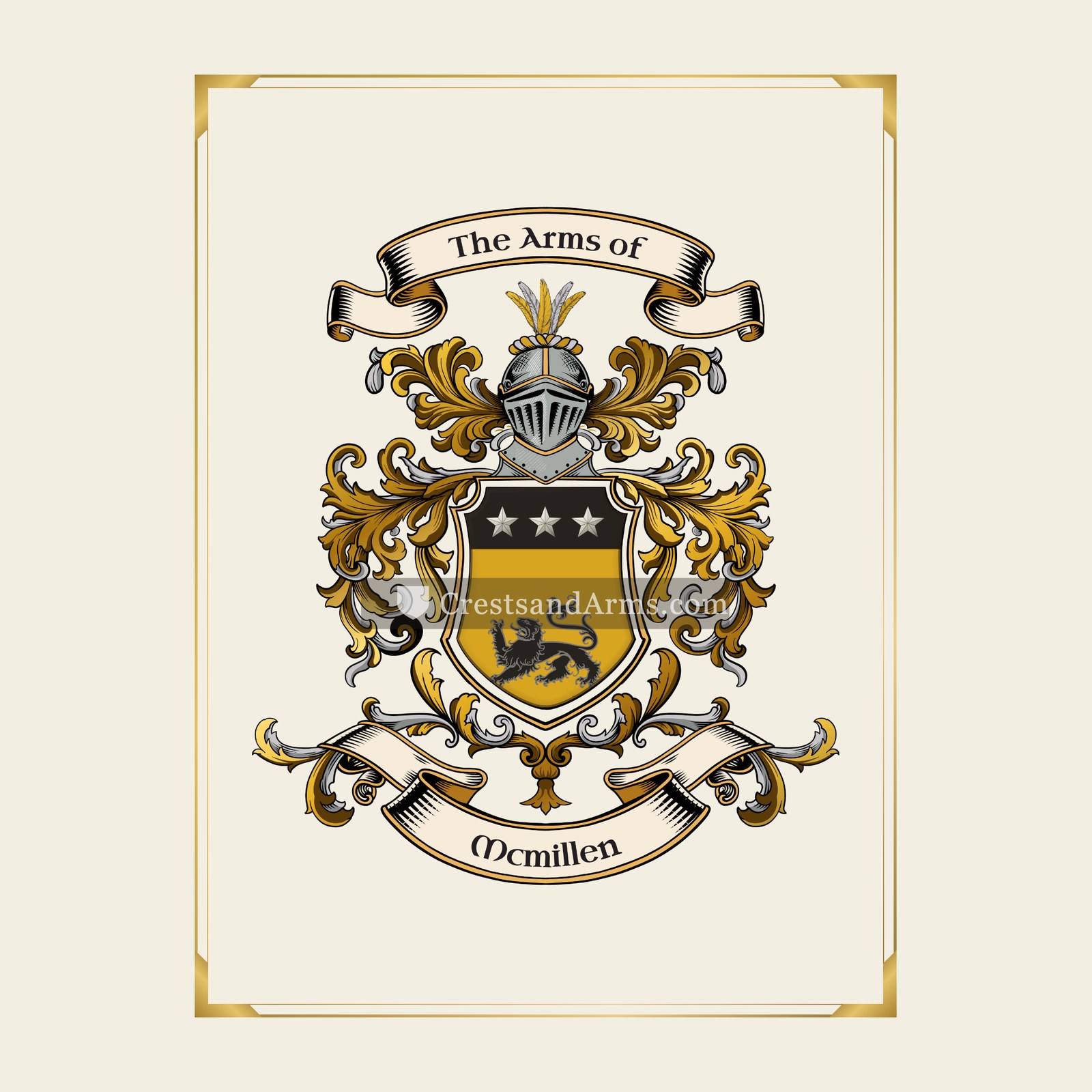 With gold border