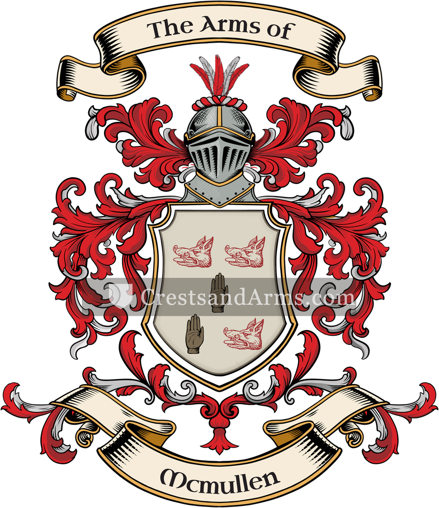 The Mcmullen coat of arms, drawn from the recorded blazon