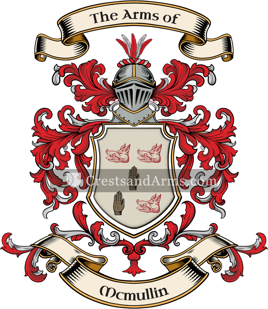 The Mcmullin coat of arms, drawn from the recorded blazon