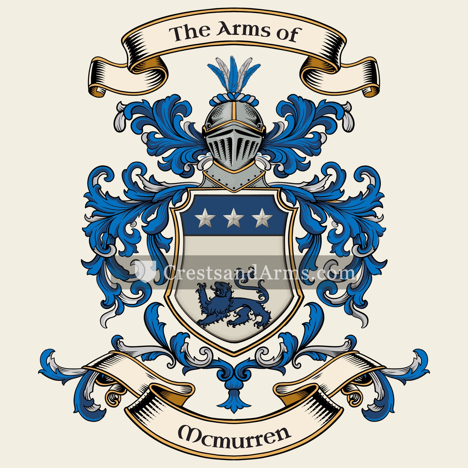 The Mcmurren coat of arms, drawn from the recorded blazon