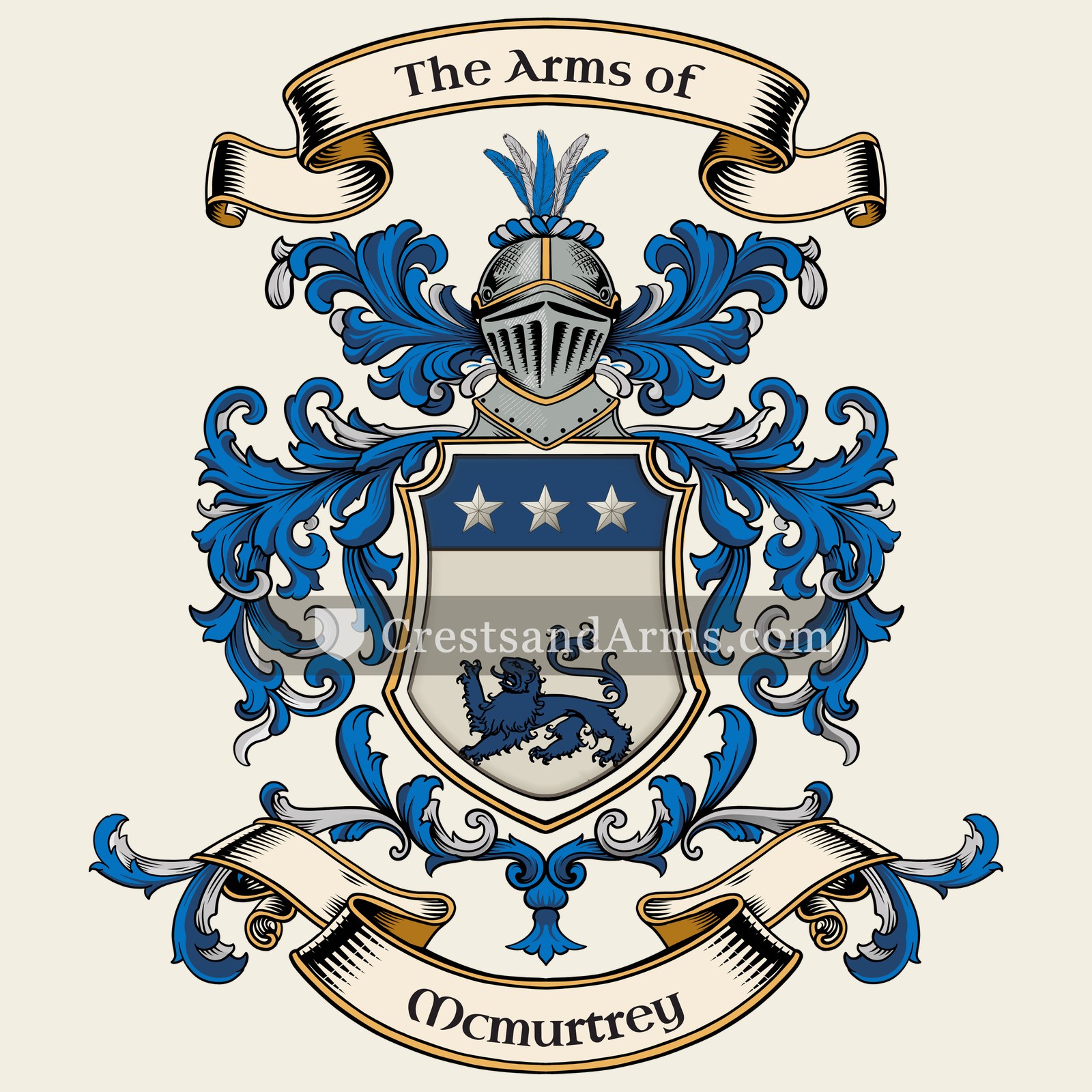 The Mcmurtrey coat of arms, drawn from the recorded blazon