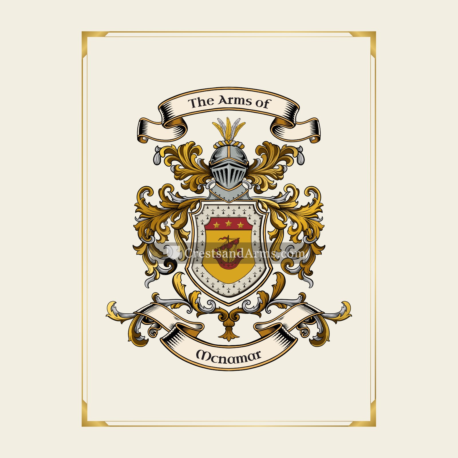 With gold border