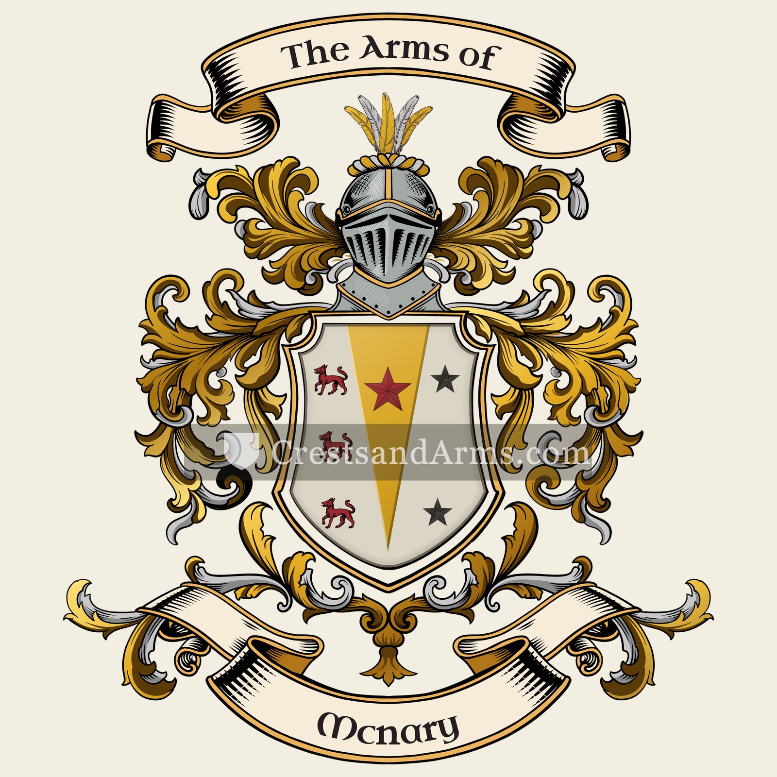 The Mcnary coat of arms, drawn from the recorded blazon