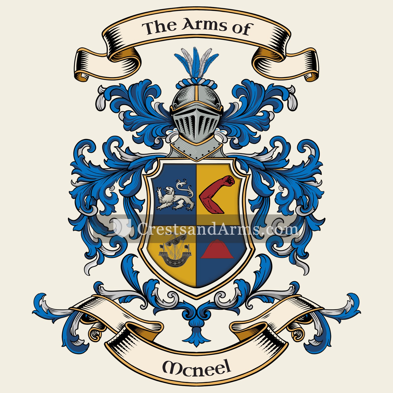 The Mcneel coat of arms, drawn from the recorded blazon
