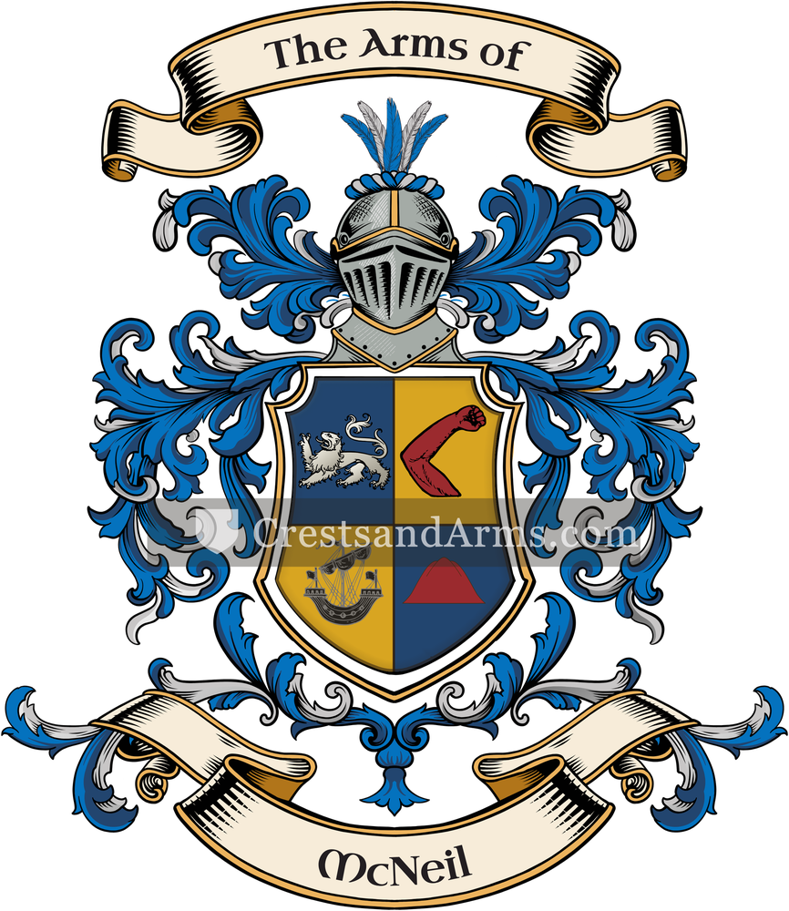 The McNeil coat of arms, drawn from the recorded blazon