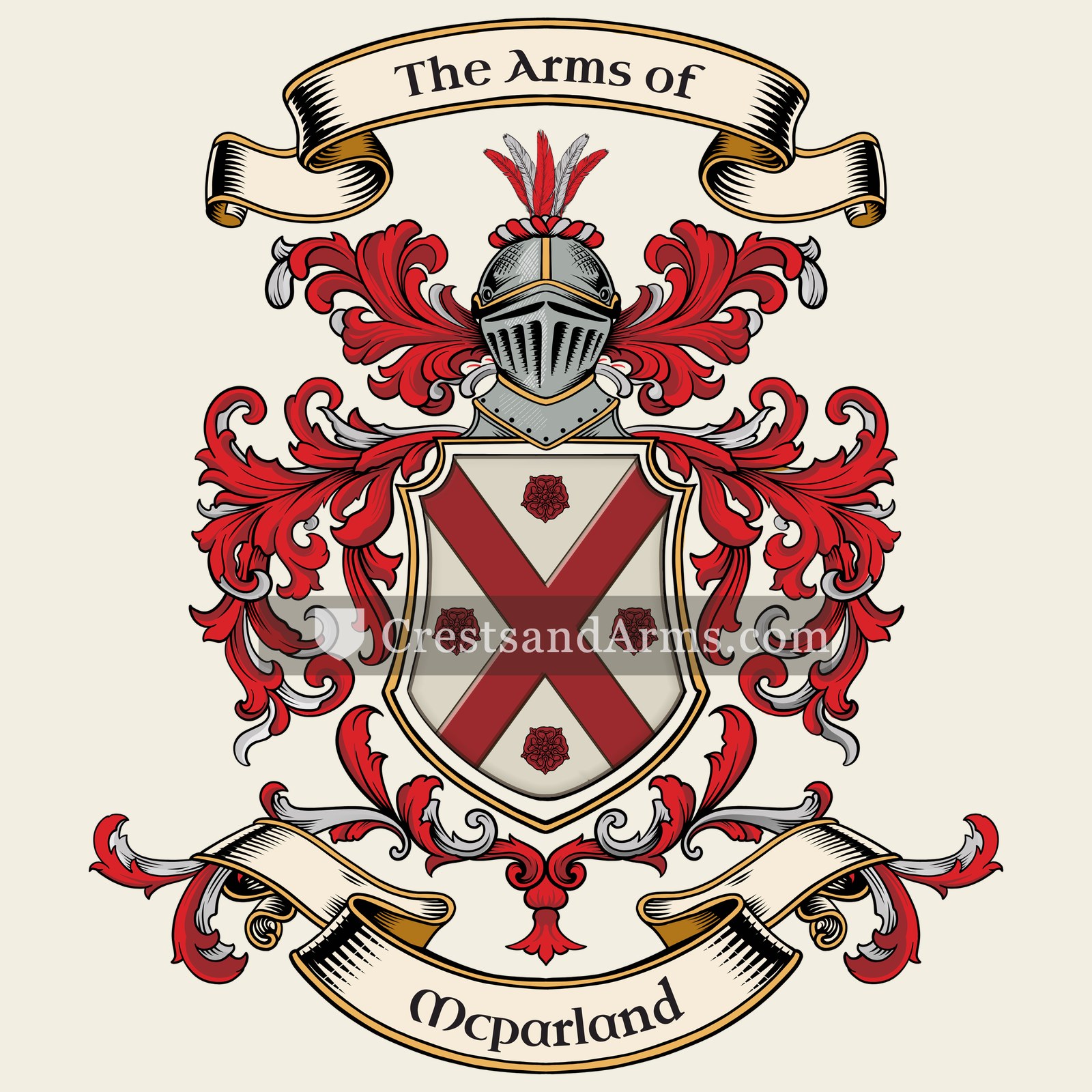 The Mcparland coat of arms, drawn from the recorded blazon