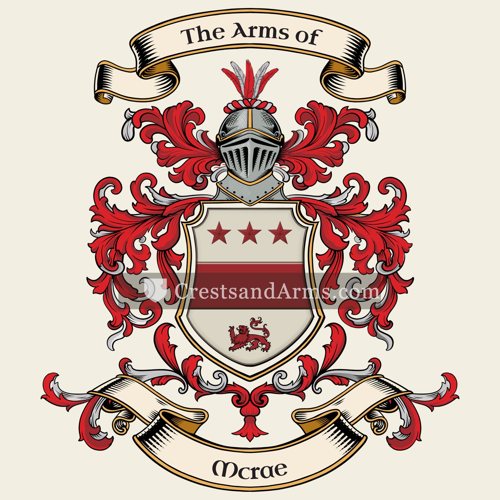 The Mcrae coat of arms, drawn from the recorded blazon