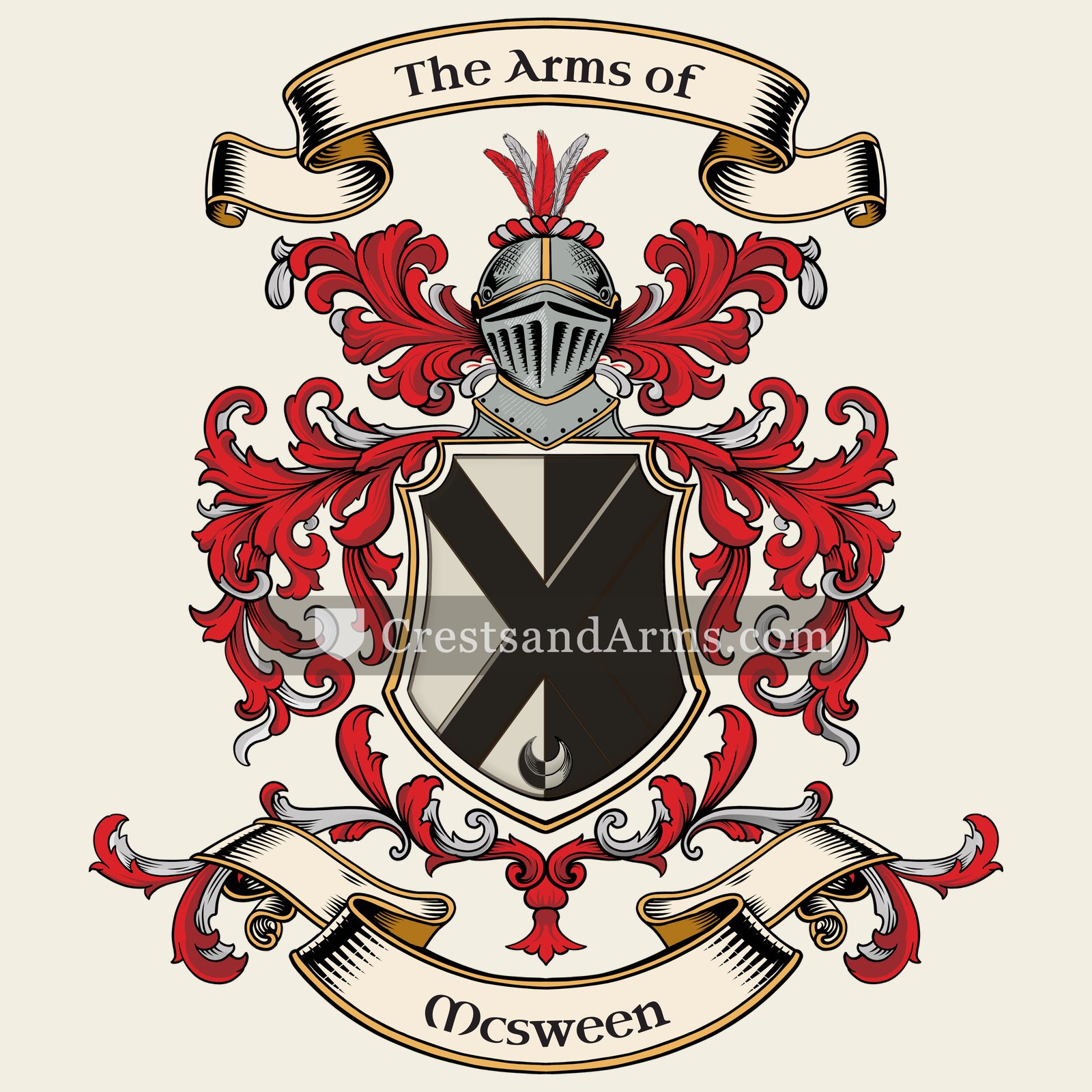 The Mcsween coat of arms, drawn from the recorded blazon