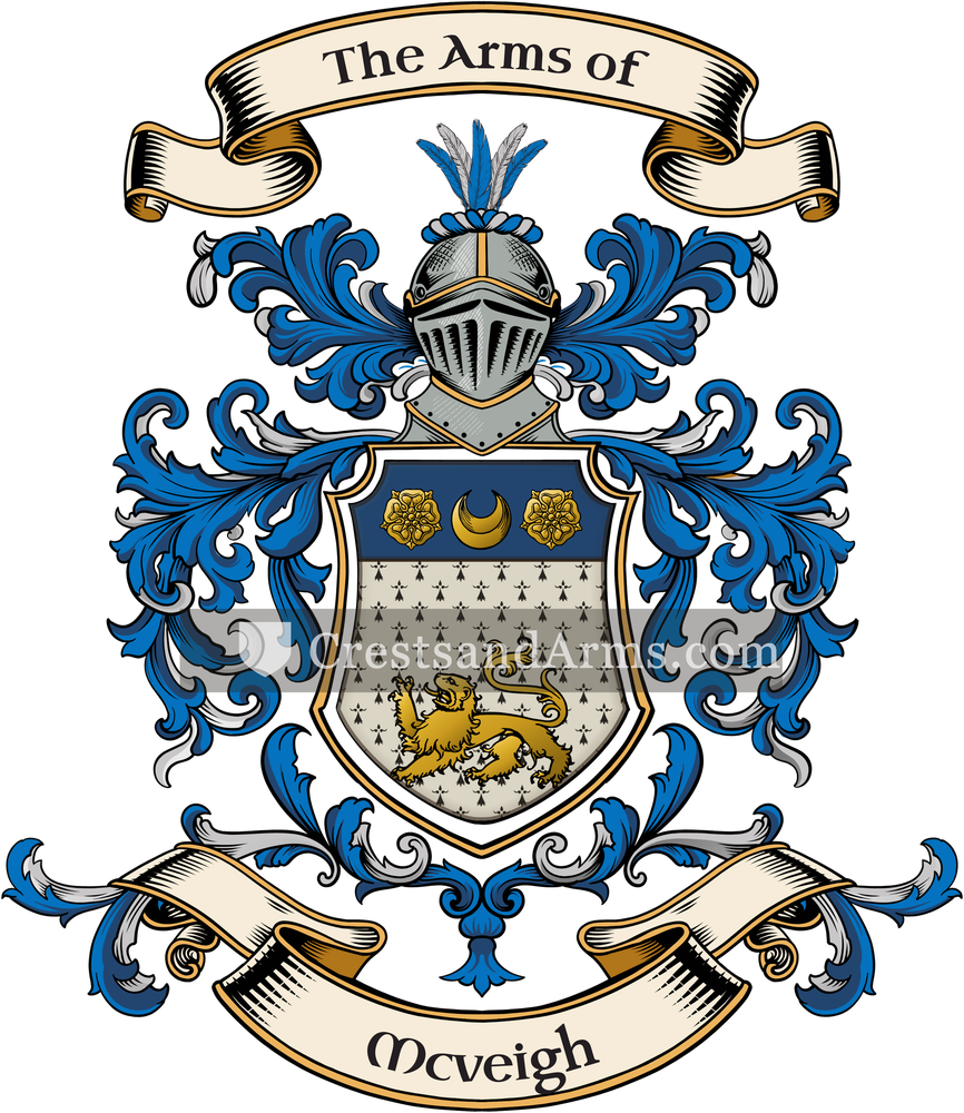 The Mcveigh coat of arms, drawn from the recorded blazon