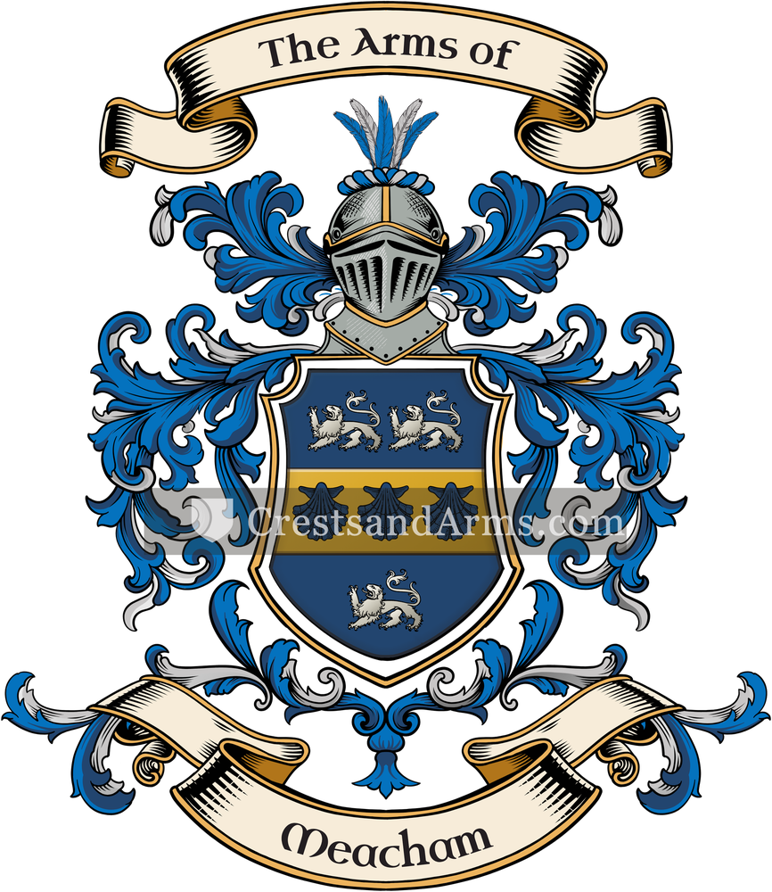 The Meacham coat of arms, drawn from the recorded blazon