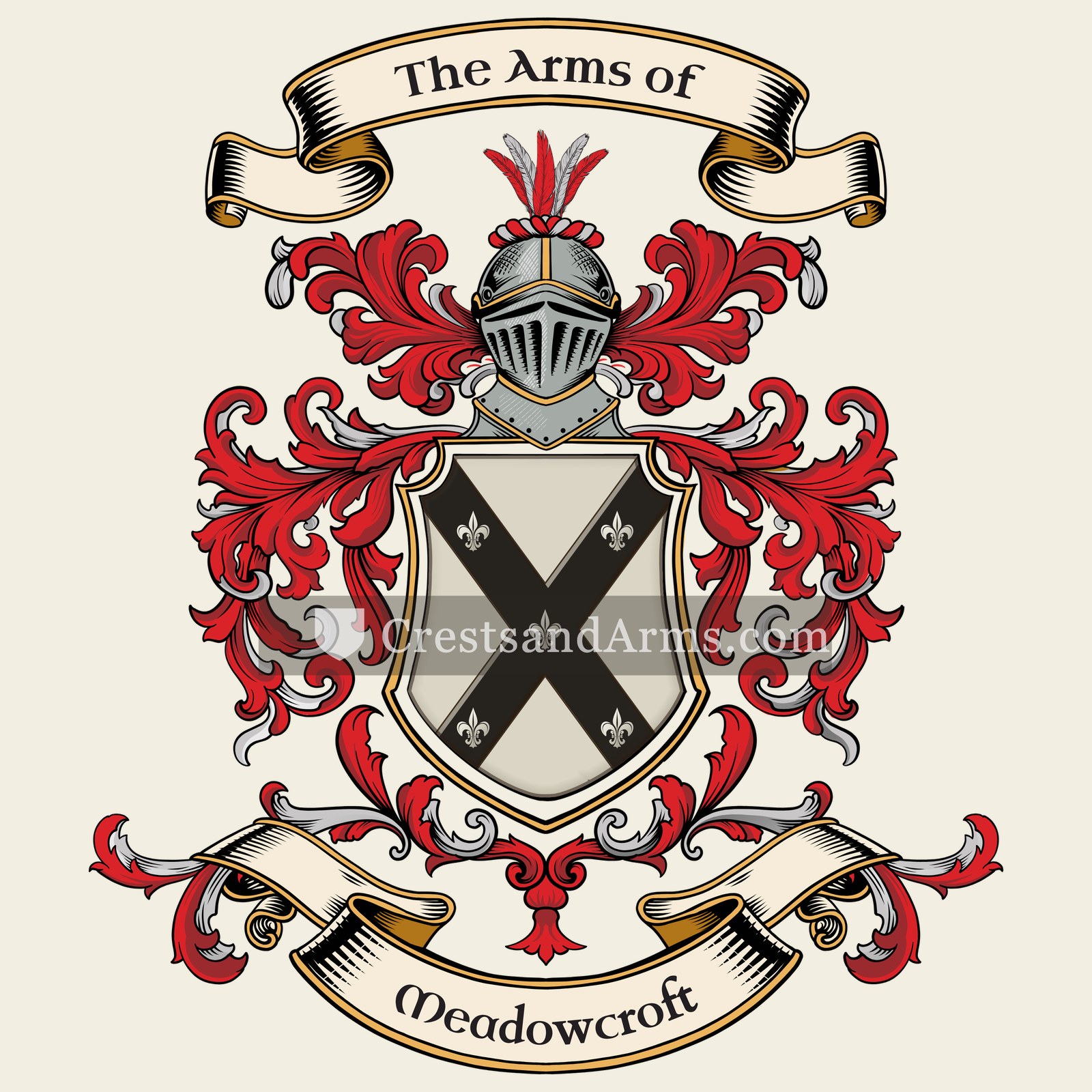 The Meadowcroft coat of arms, drawn from the recorded blazon