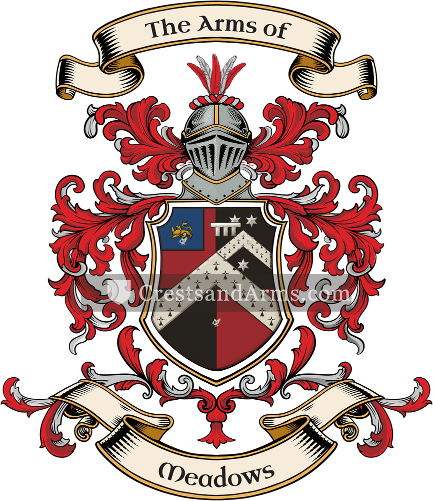 The Meadows coat of arms, drawn from the recorded blazon