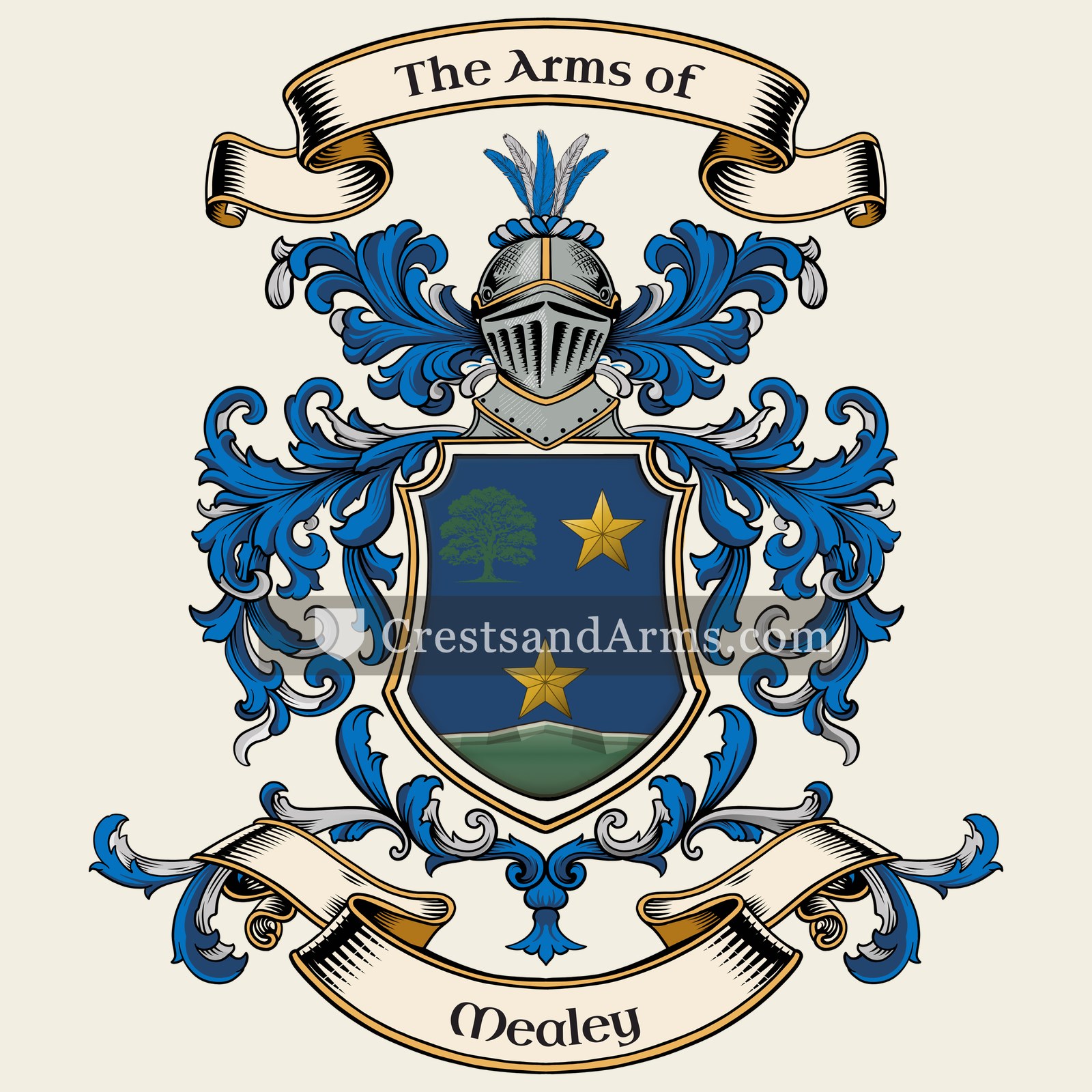 The Mealey coat of arms, drawn from the recorded blazon