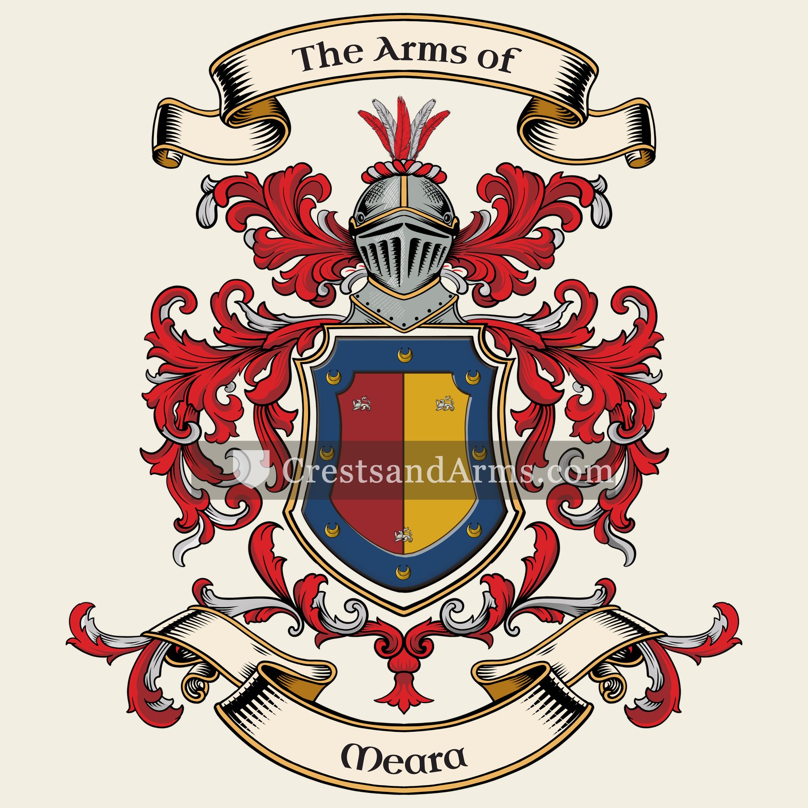 The Meara coat of arms, drawn from the recorded blazon