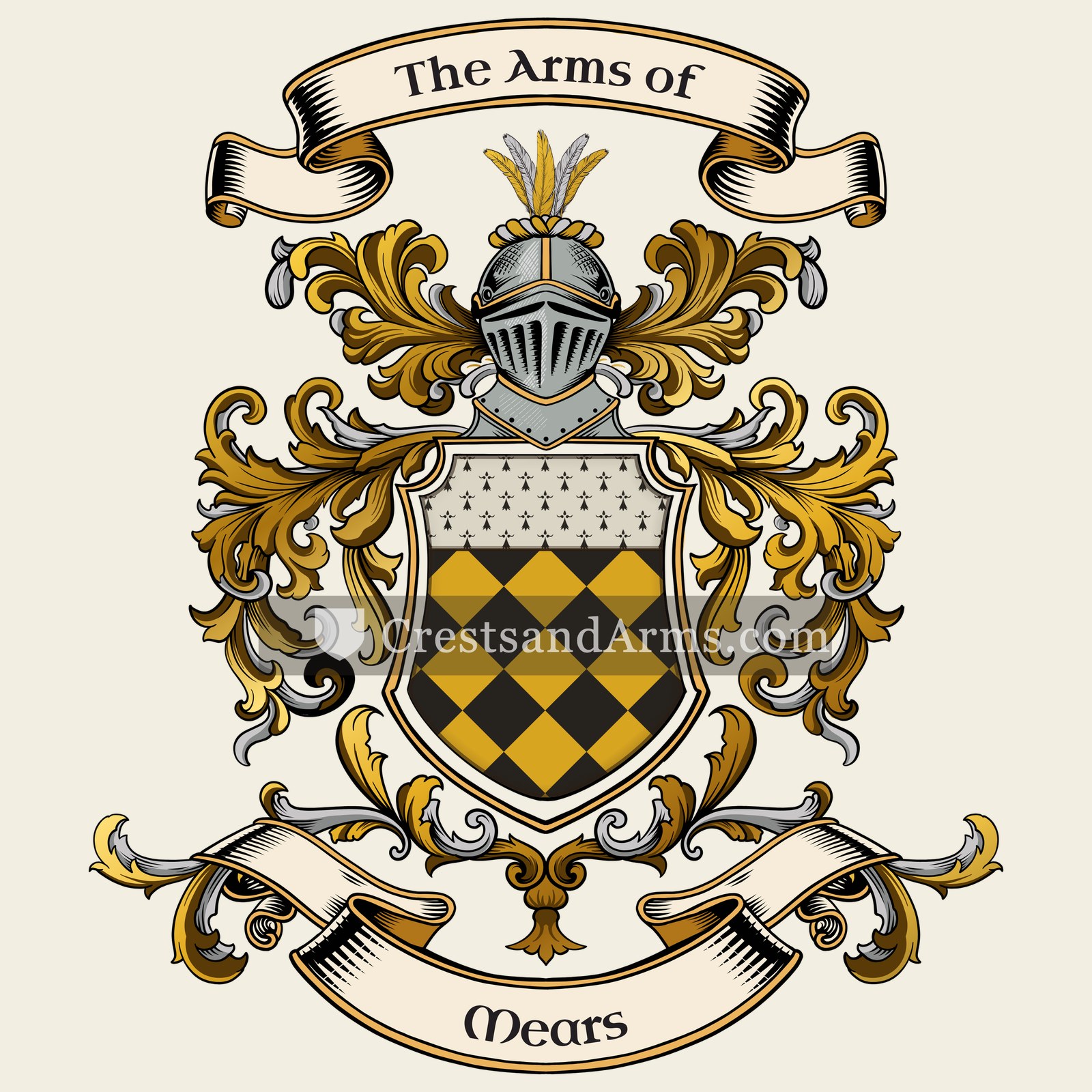 The Mears coat of arms, drawn from the recorded blazon