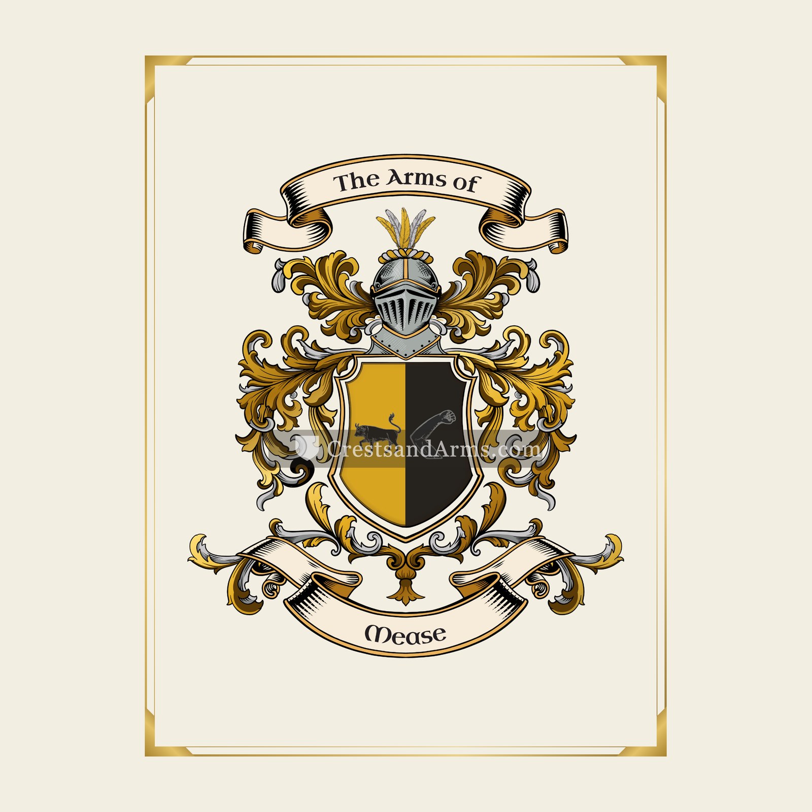 With gold border