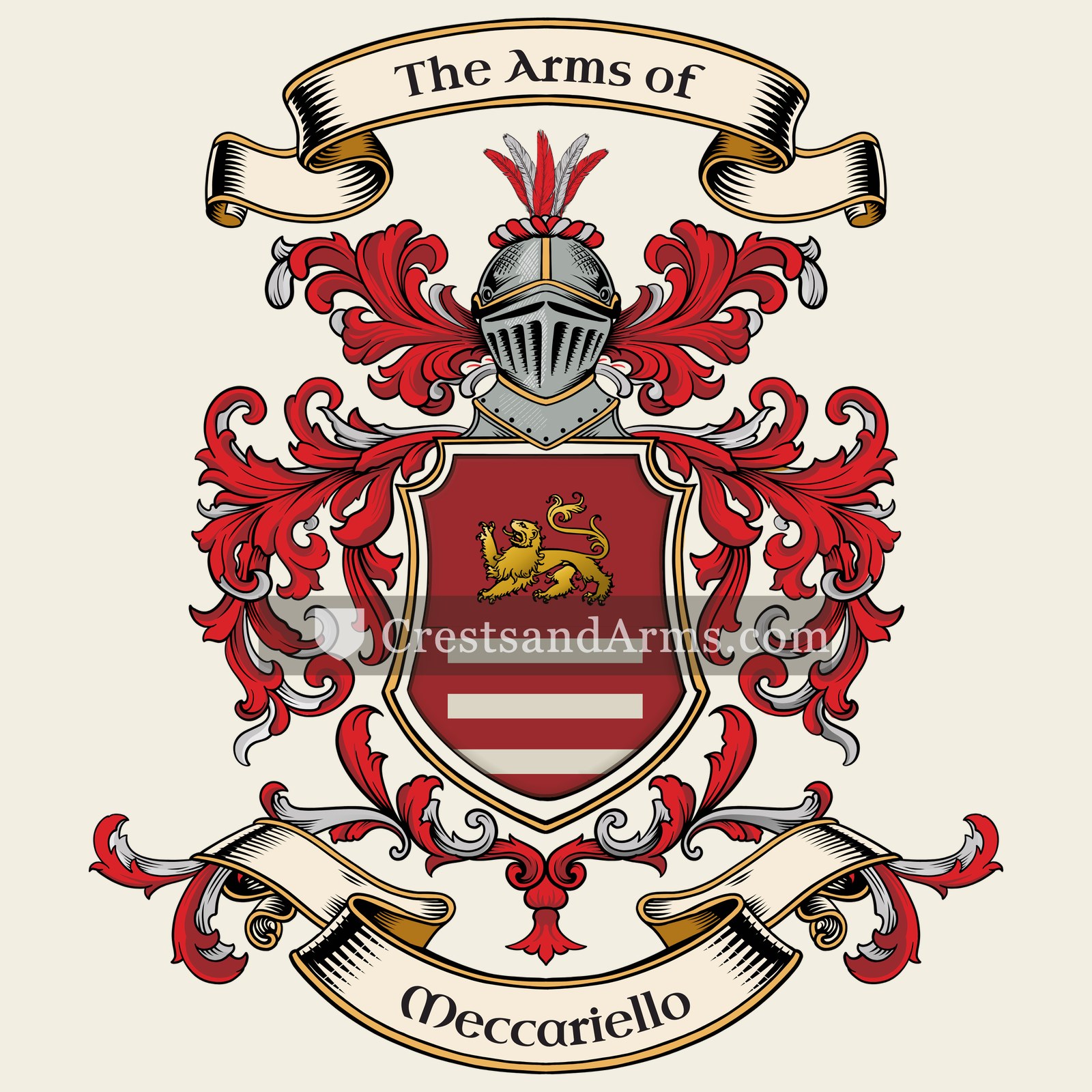 The Meccariello coat of arms, drawn from the recorded blazon
