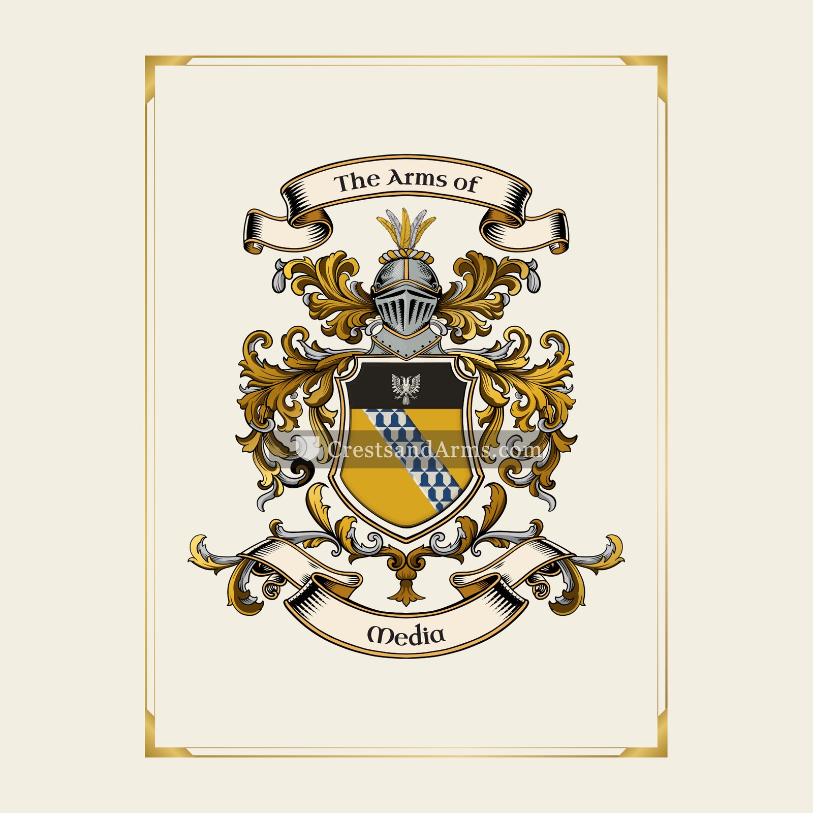 With gold border