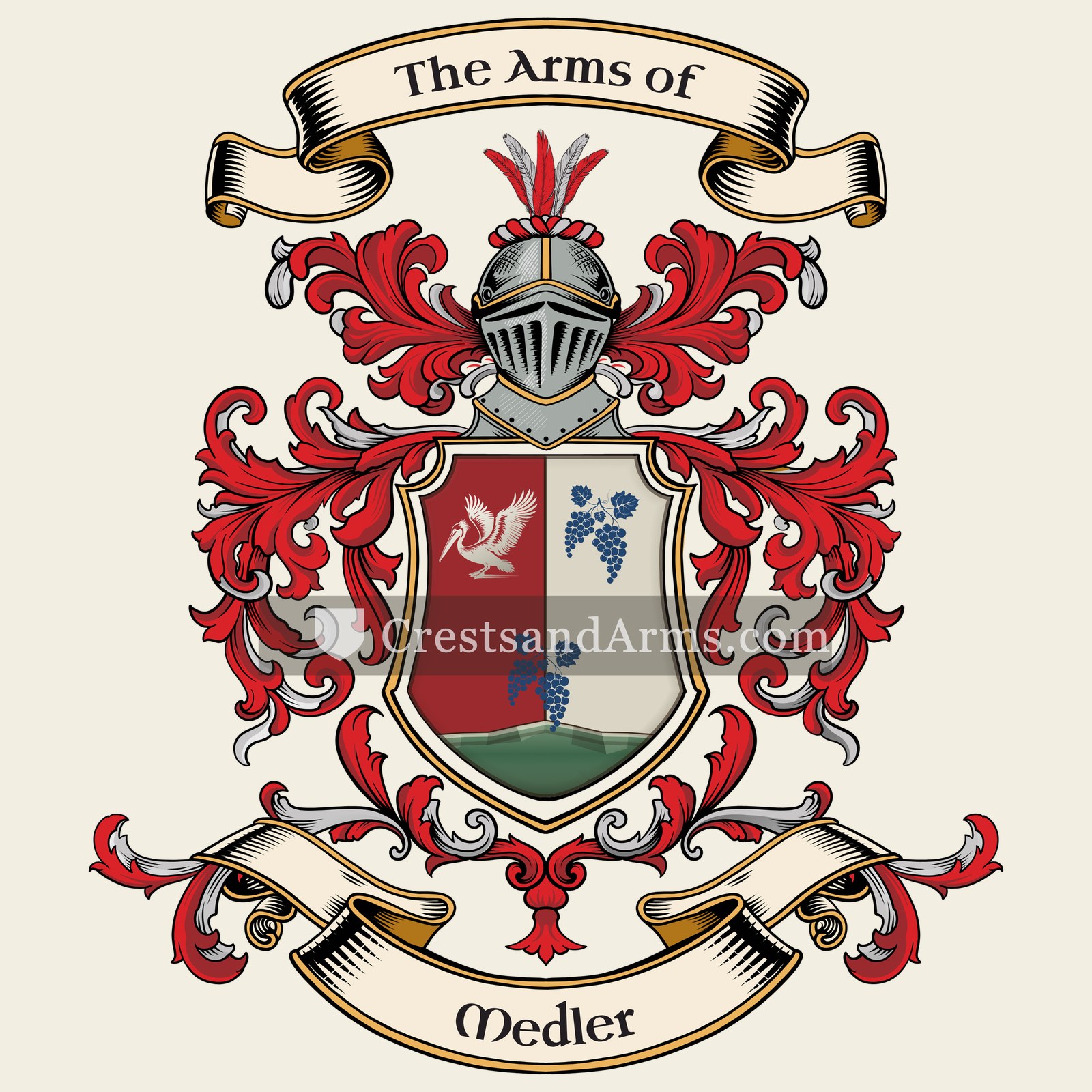 The Medler coat of arms, drawn from the recorded blazon