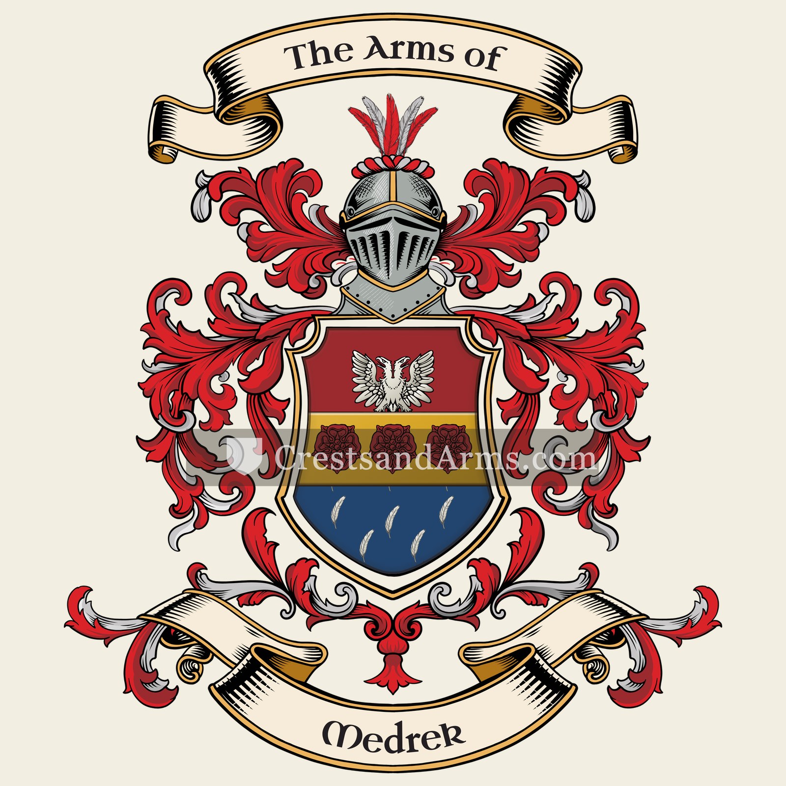 The Medrek coat of arms, drawn from the recorded blazon