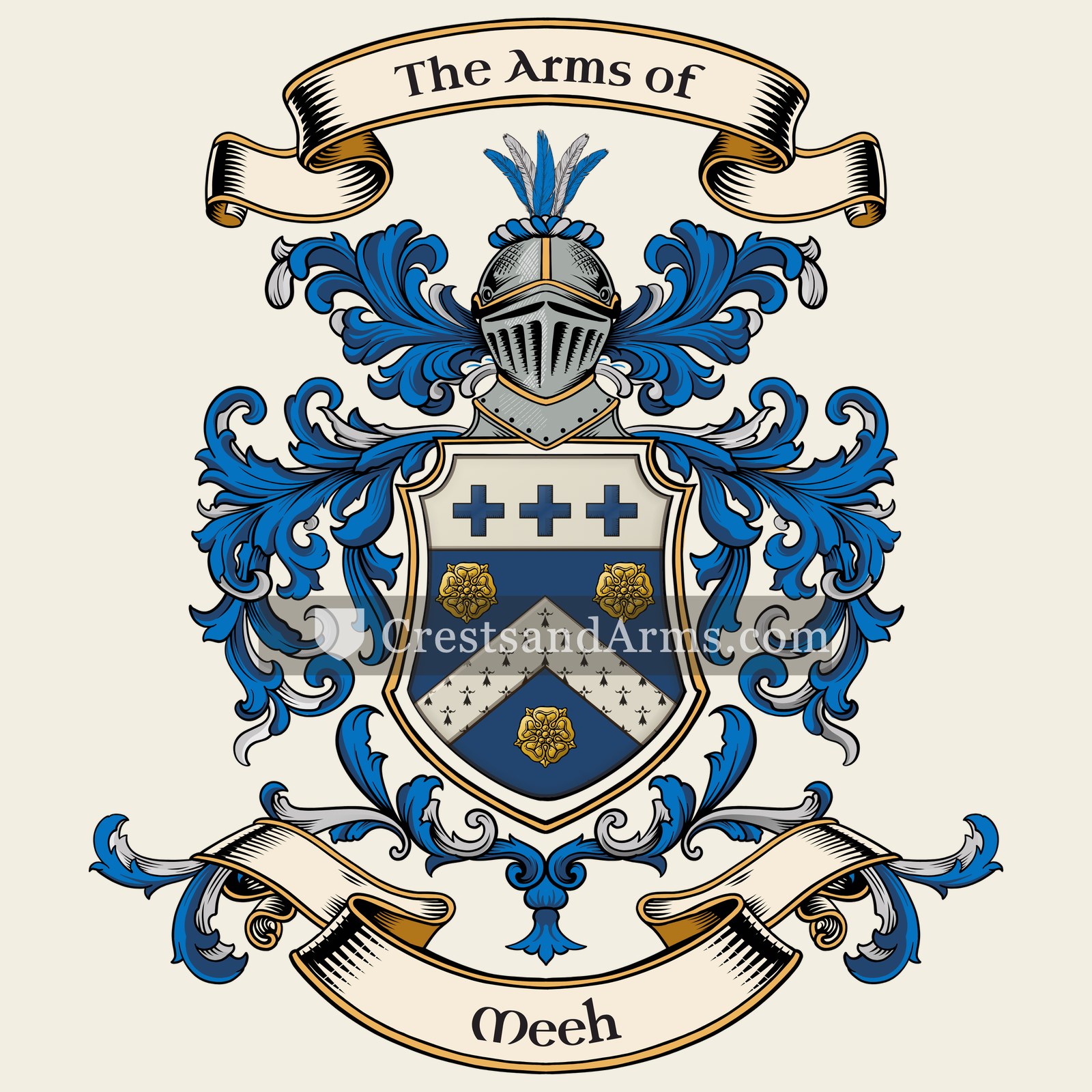 The Meeh coat of arms, drawn from the recorded blazon