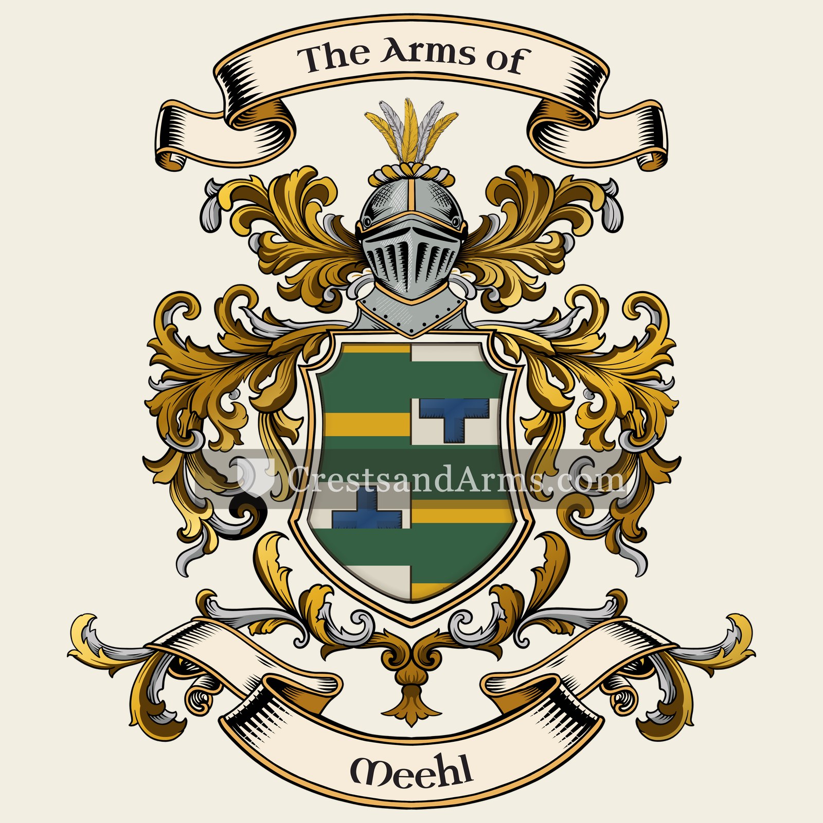 The Meehl coat of arms, drawn from the recorded blazon