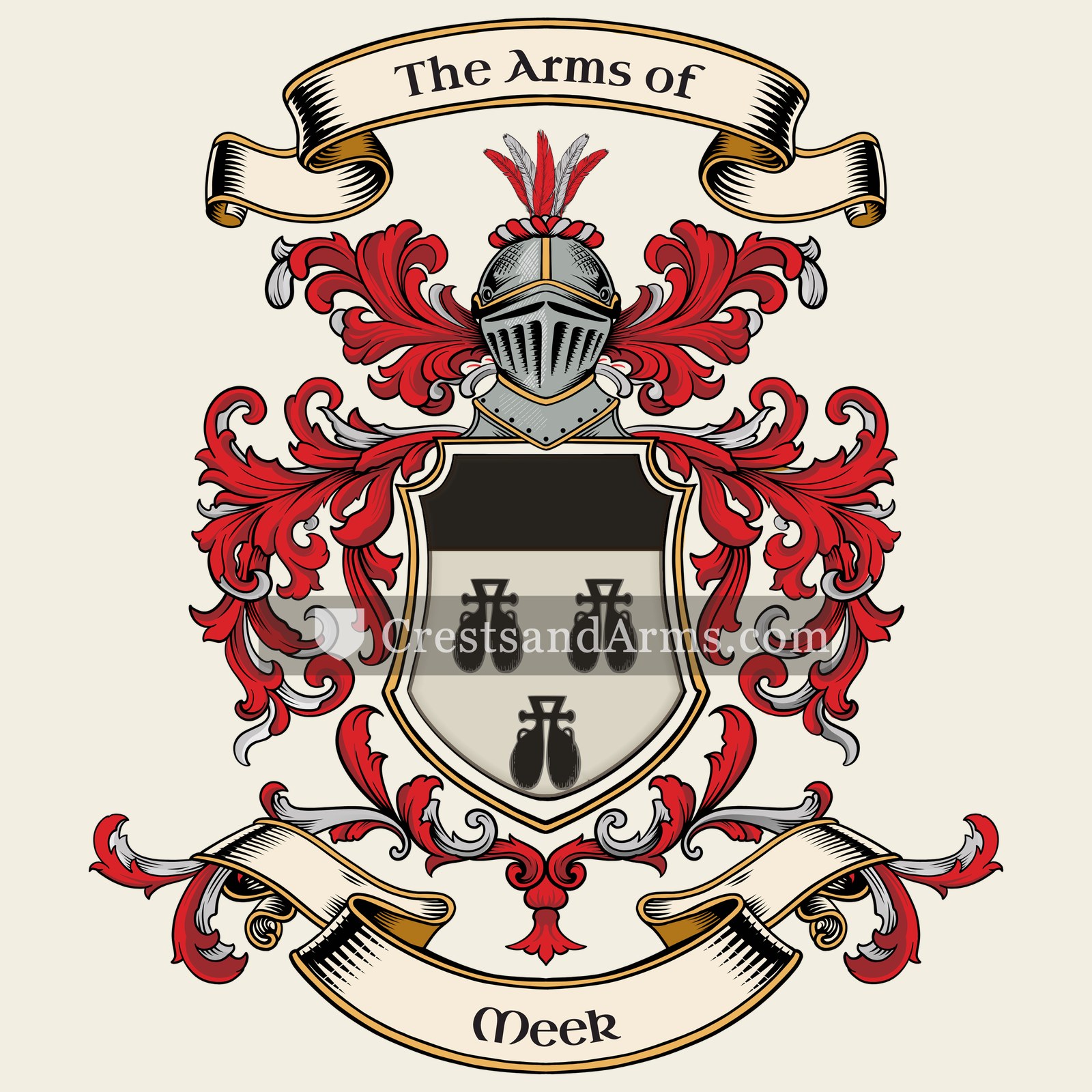 The Meek coat of arms, drawn from the recorded blazon