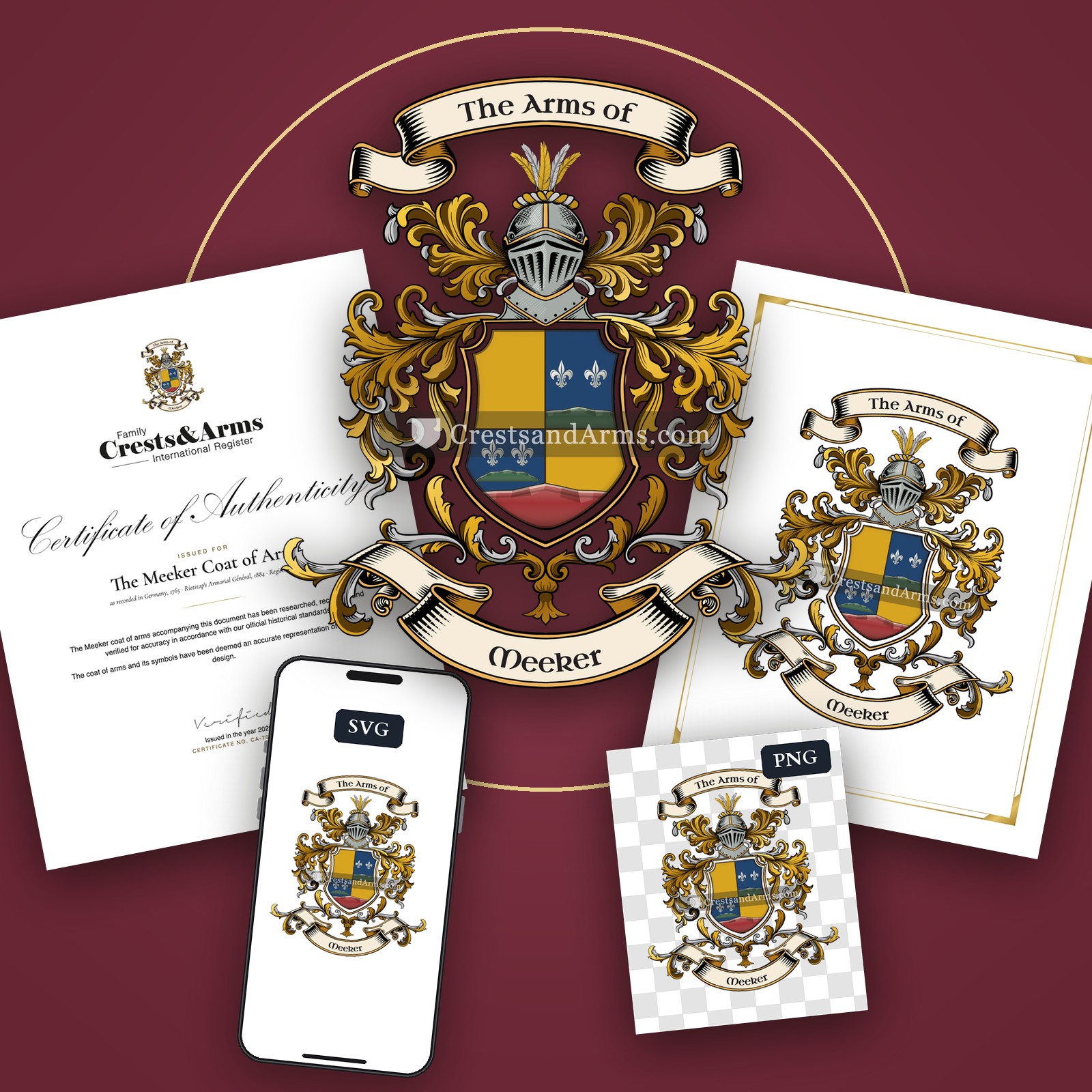 The Meeker arms on the coat of arms — digital pack