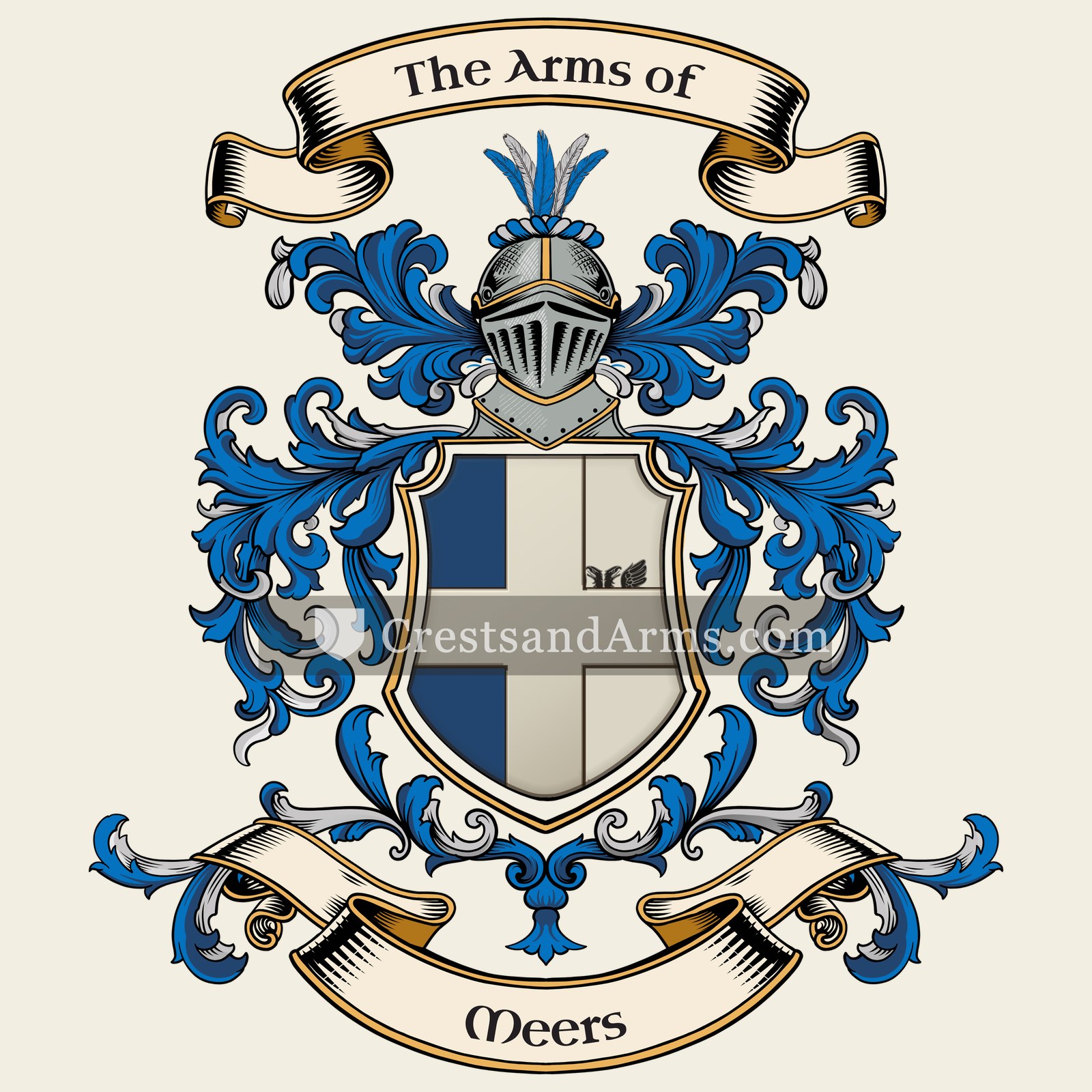 The Meers coat of arms, drawn from the recorded blazon