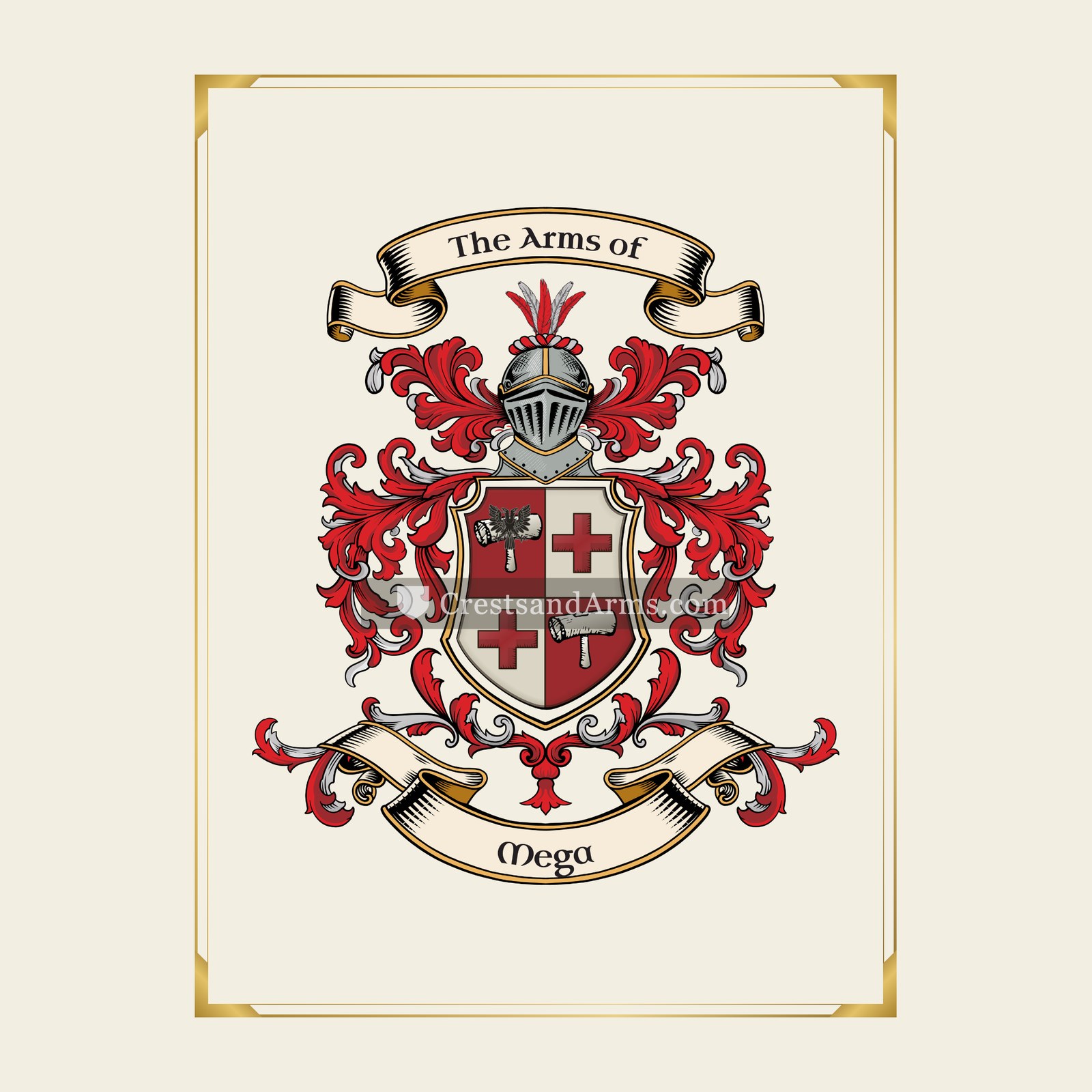 With gold border