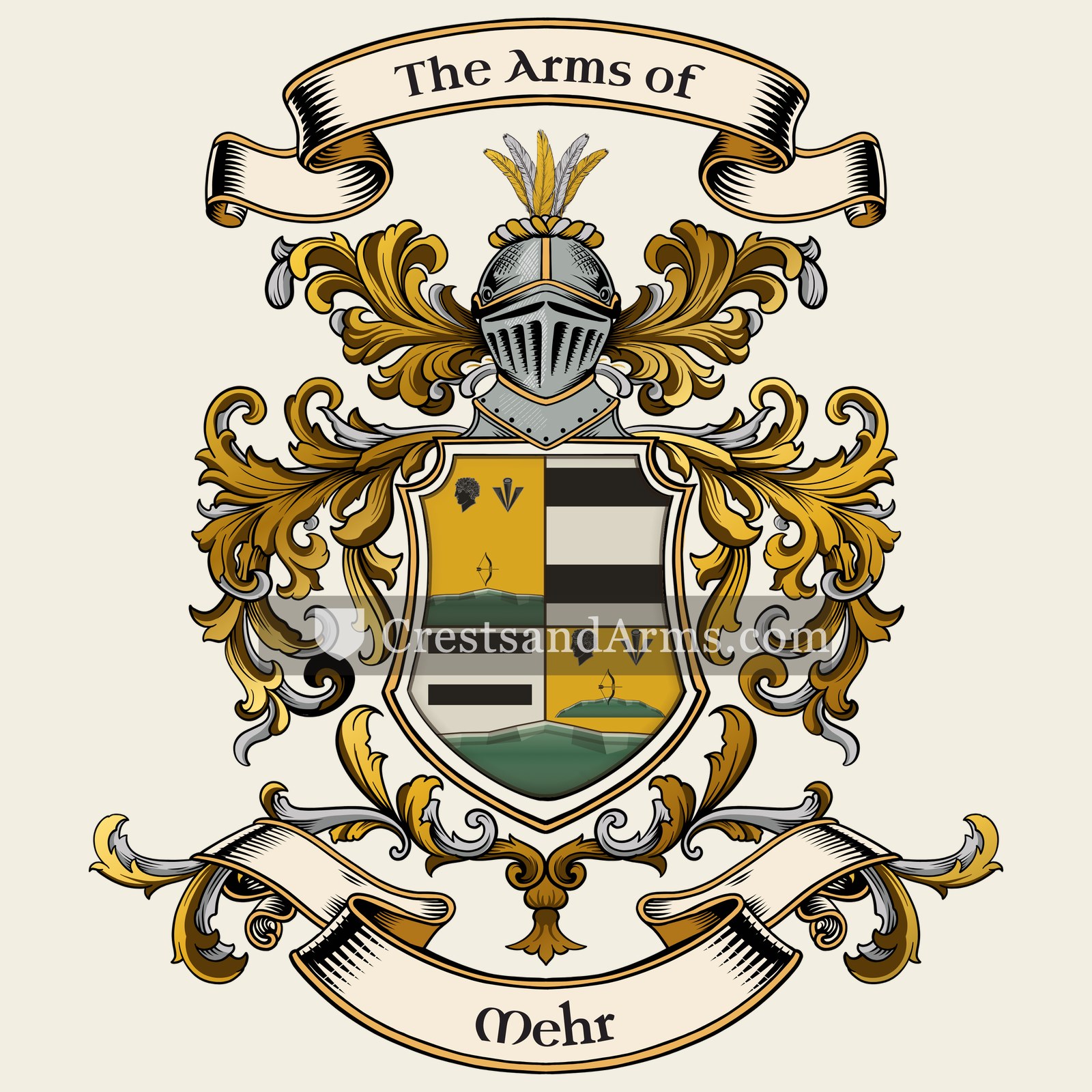 The Mehr coat of arms, drawn from the recorded blazon