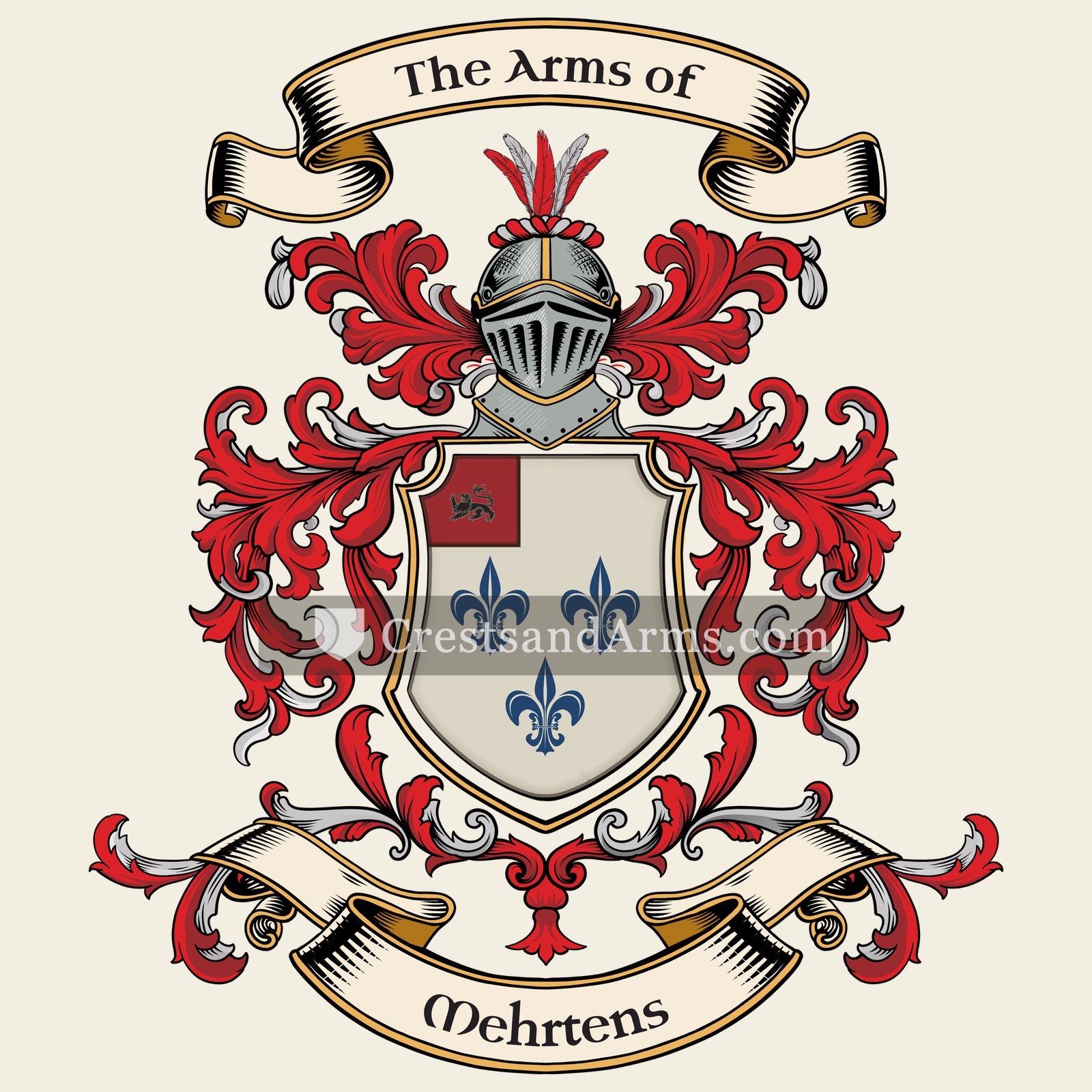The Mehrtens coat of arms, drawn from the recorded blazon