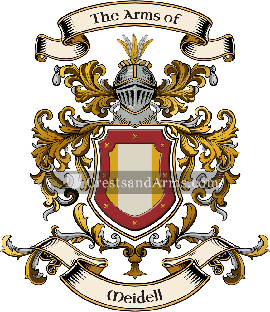 The Meidell coat of arms, drawn from the recorded blazon