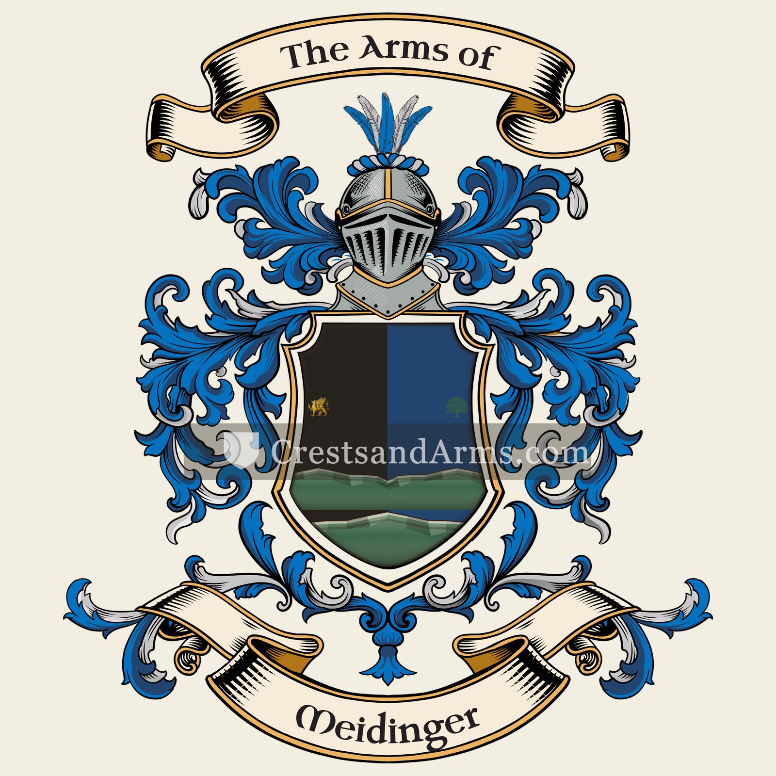 The Meidinger coat of arms, drawn from the recorded blazon