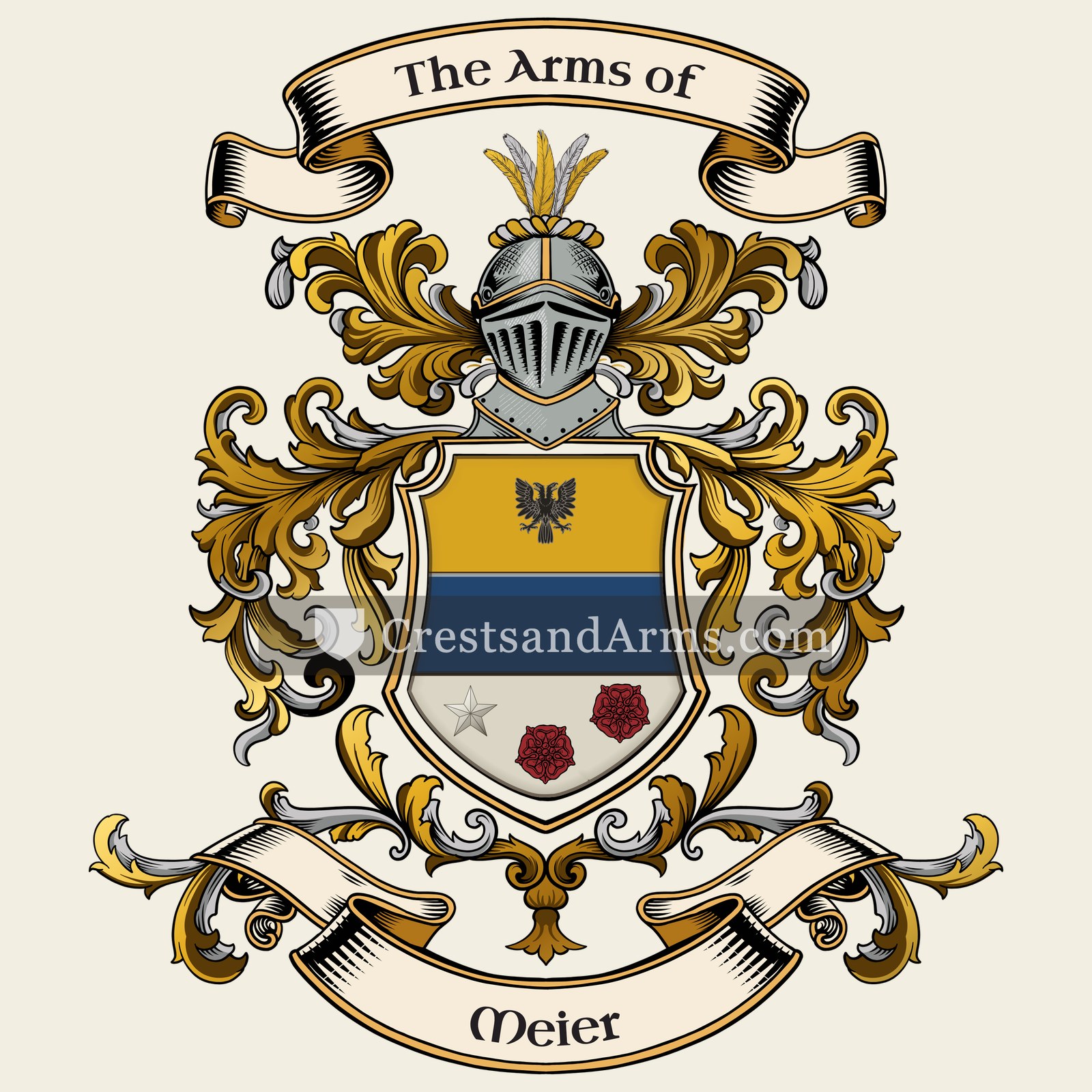 The Meier coat of arms, drawn from the recorded blazon