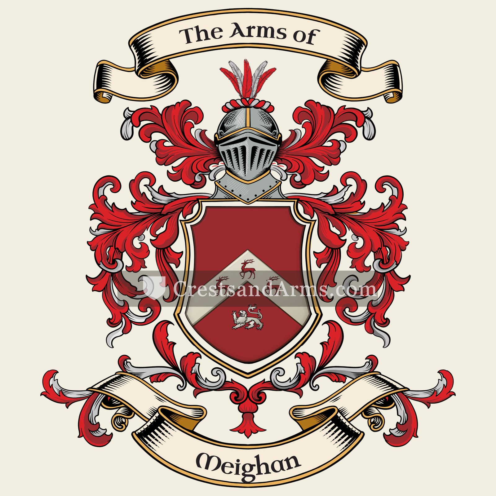 The Meighan coat of arms, drawn from the recorded blazon
