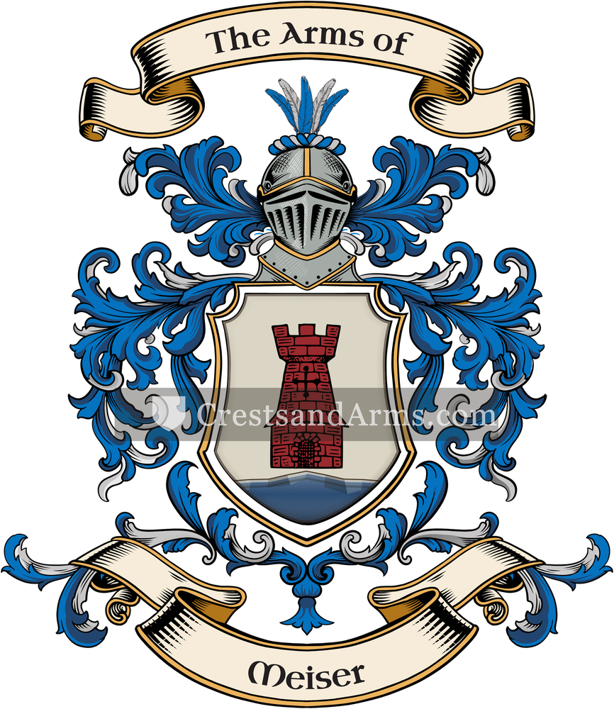 The Meiser coat of arms, drawn from the recorded blazon